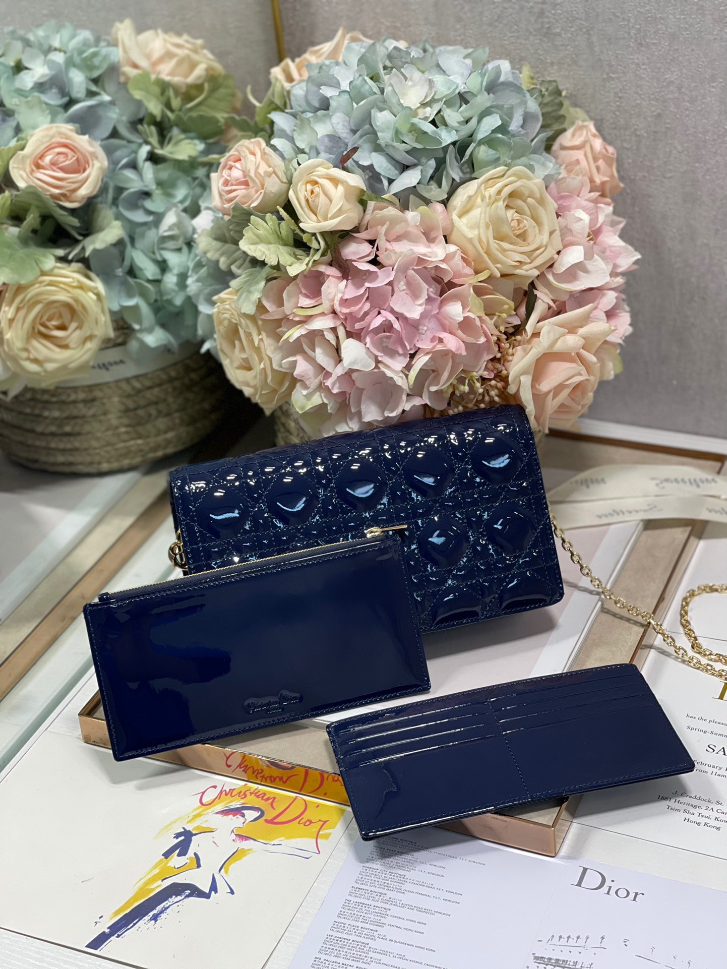 Christian Dior Lady Dior Pouch Navy, For Women, Women’s Handbags 8.5in/21.5cm CD1:1High-quality replica