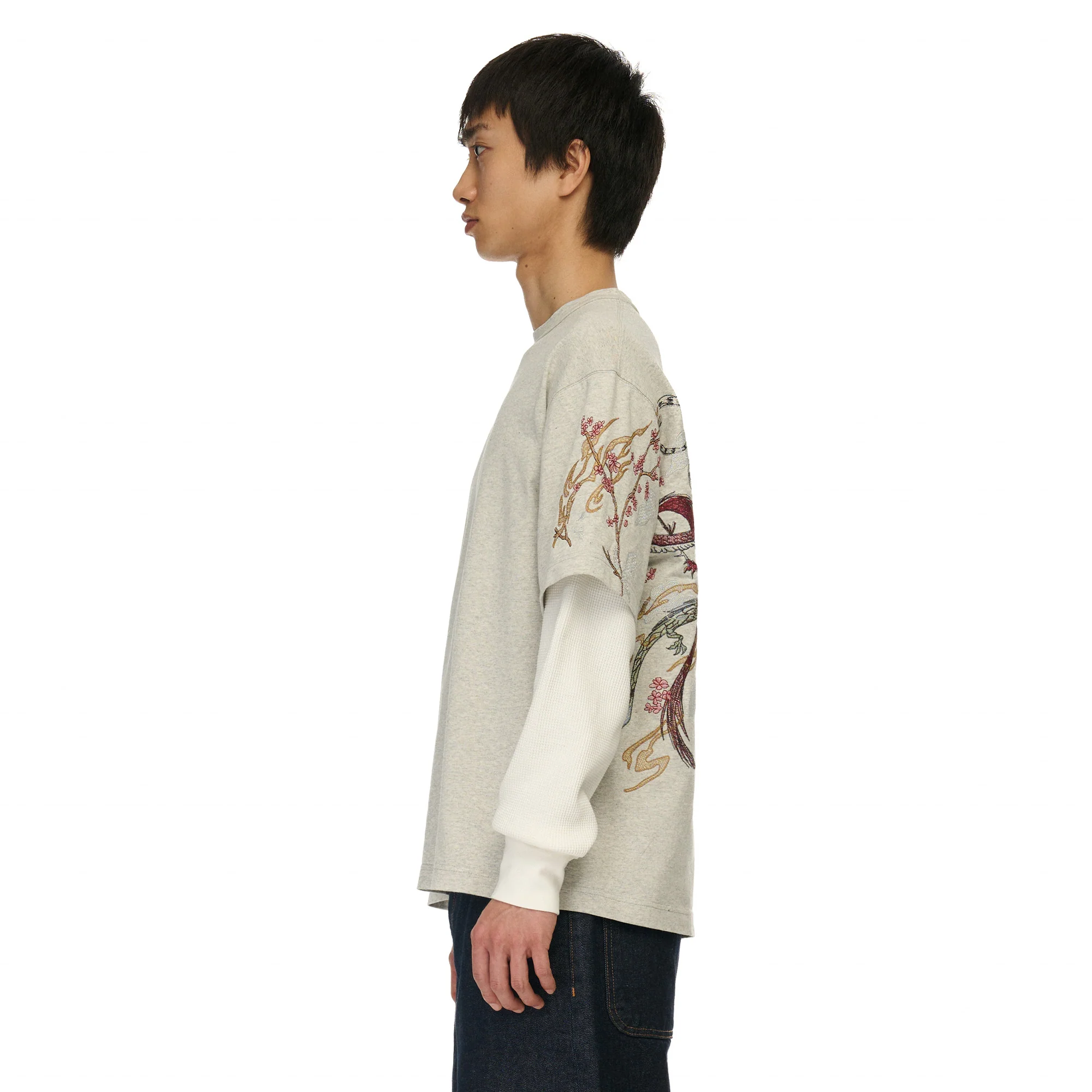 "yakuza" layered Longsleeve grey