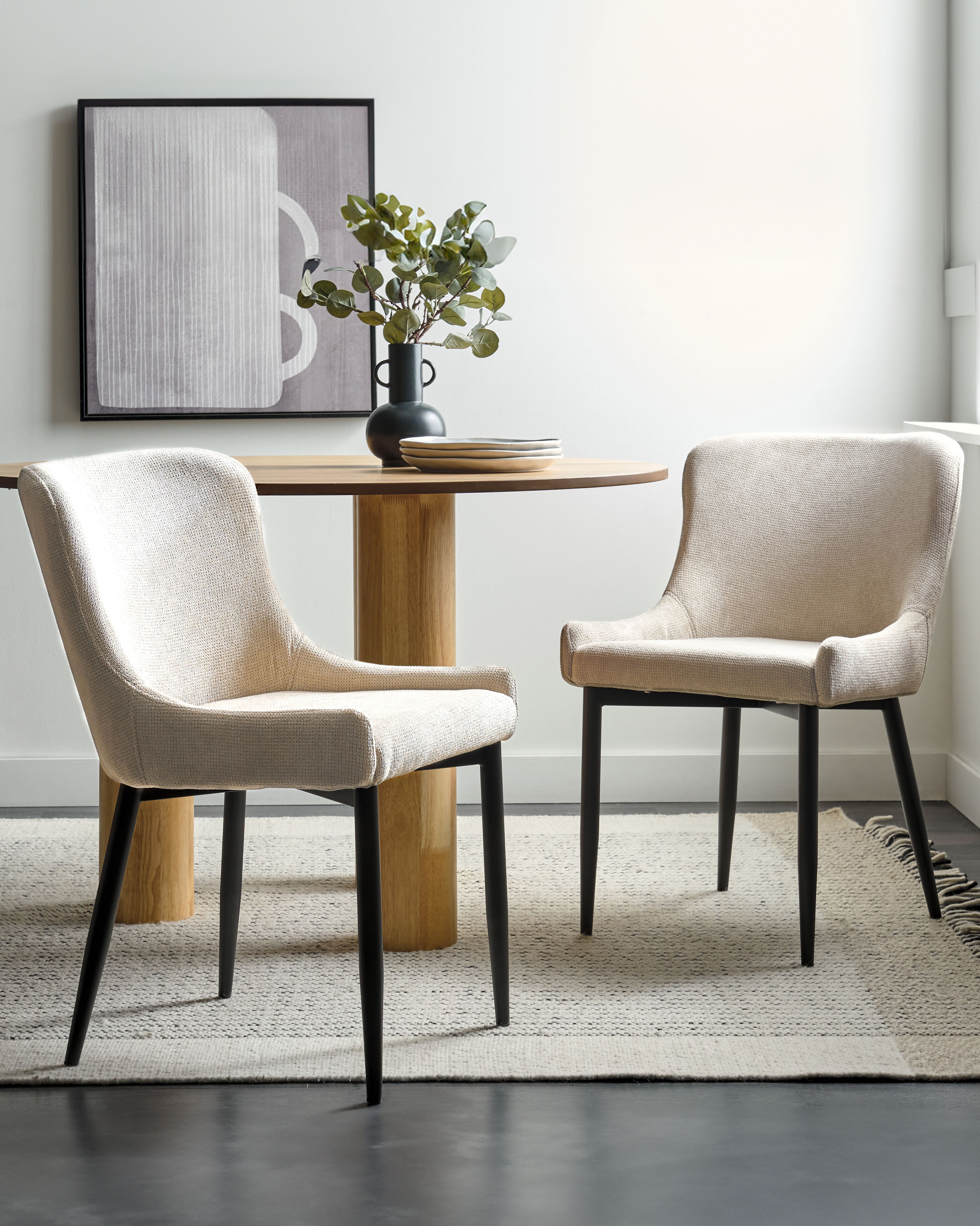 Set of 2 Dining Chairs EVERLY Fabric Light Beige