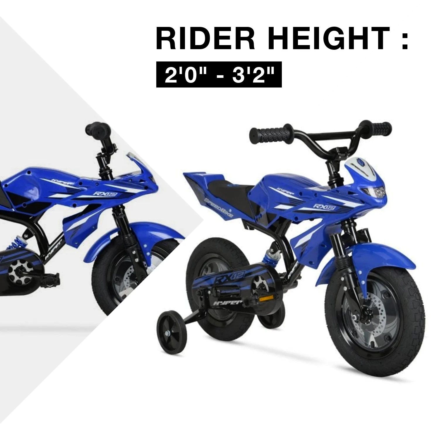 12" Hyper Speed Bike, Childs Bicycle; Kids Ages 2-4 Years Old, Blue, Character Group: Speed - Image 11