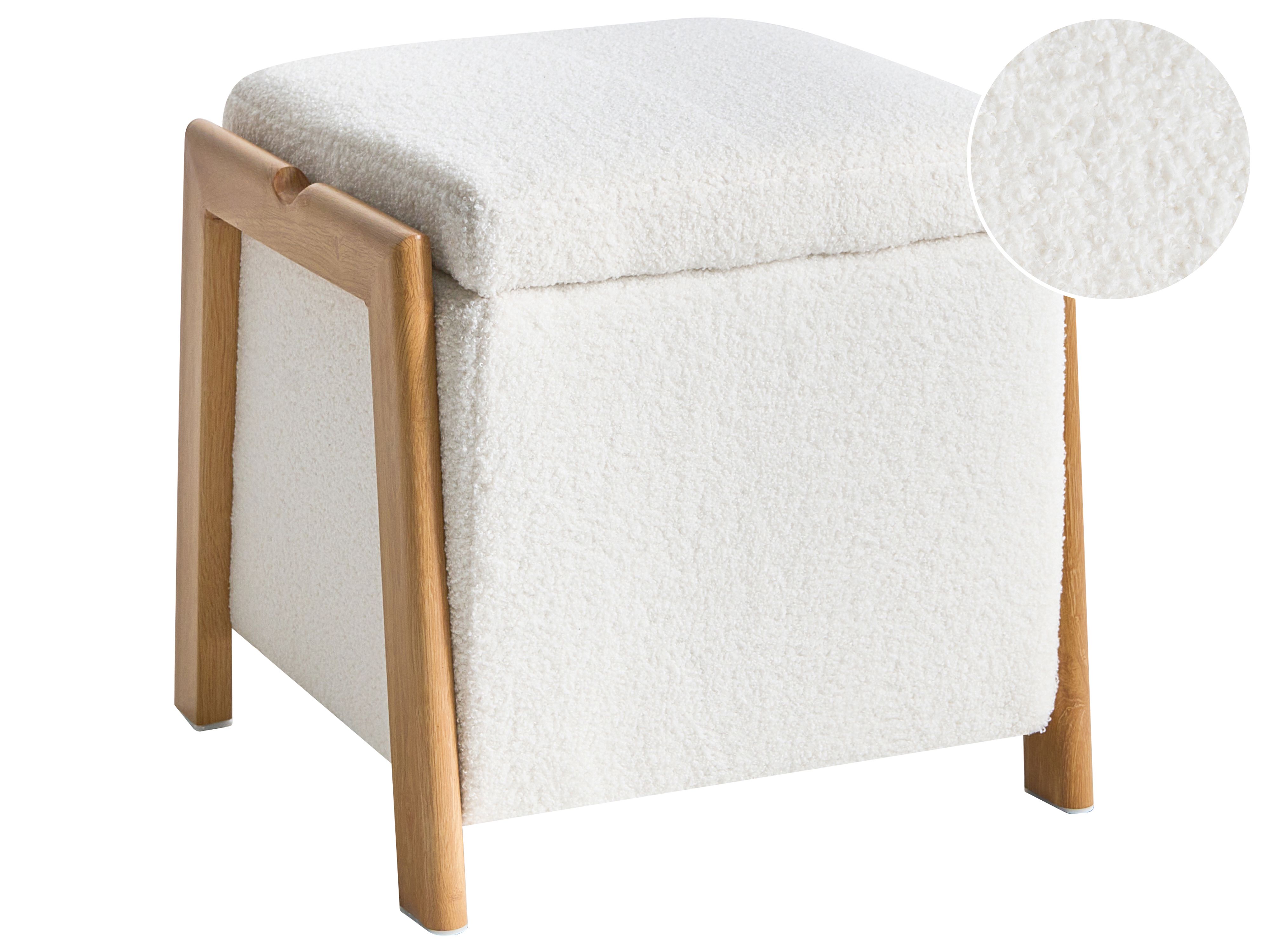 Storage Pouffe EDLAND Boucle 45 cm 43 cm White