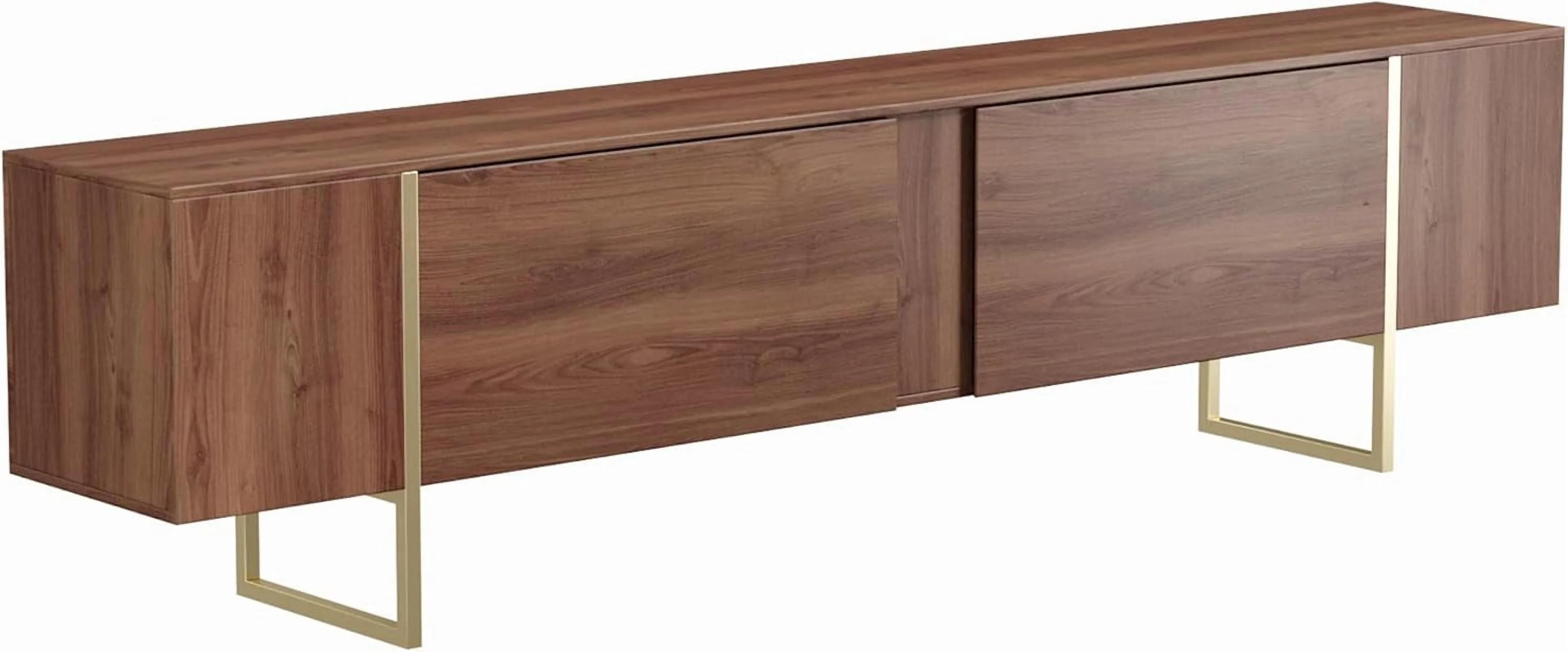 Tv Stand 71�� with Gold Legs and Two Spacious Doors (Walnut) - Image 5