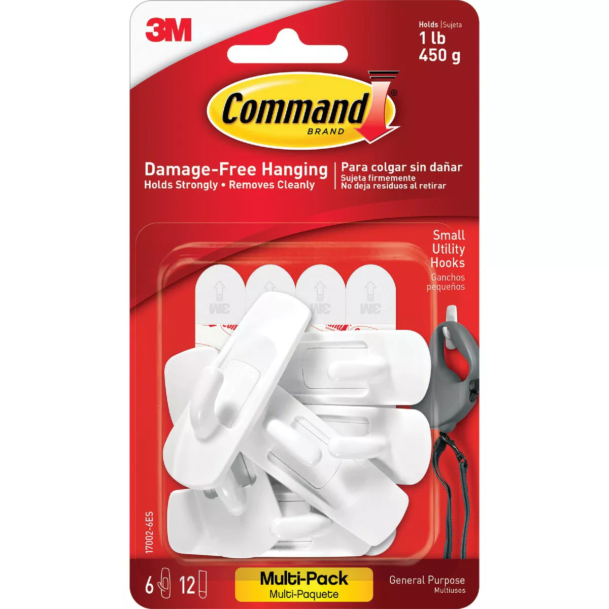 Command Small Utility Hook Value Pack, White, 6 Hooks, 12 Strips