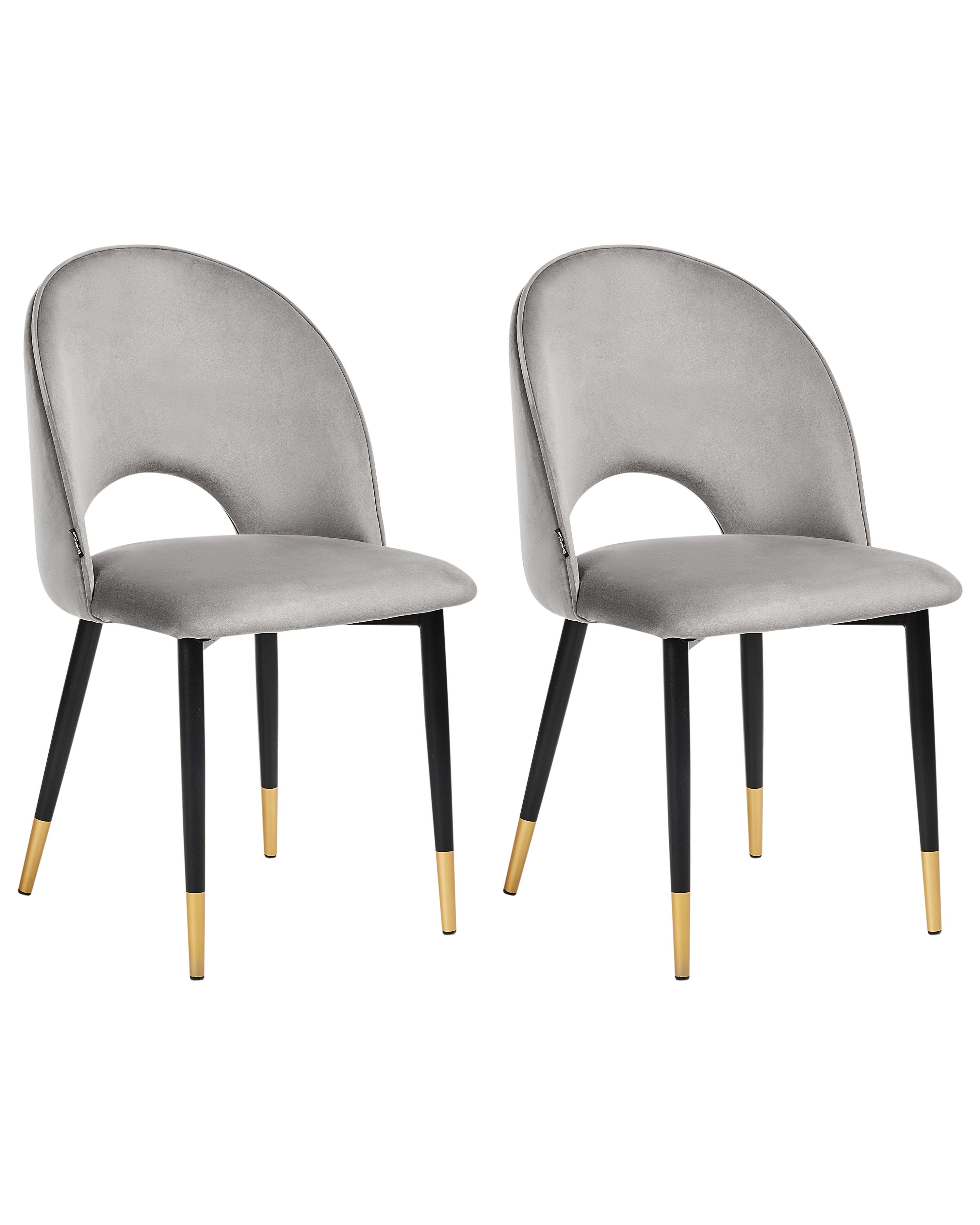 Set of 2 Dining Chairs MAGALIA Velvet Grey