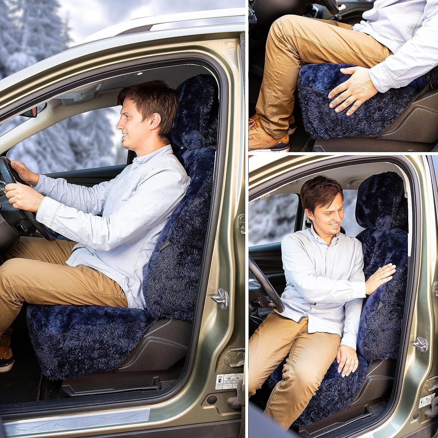 Zone Tech Genuine Sheepskin Ivory Car Seat Cover, Fluffy Luxury Wool Front Seat Covers, Universal Fits Car, Truck, SUV, & Van - Image 29