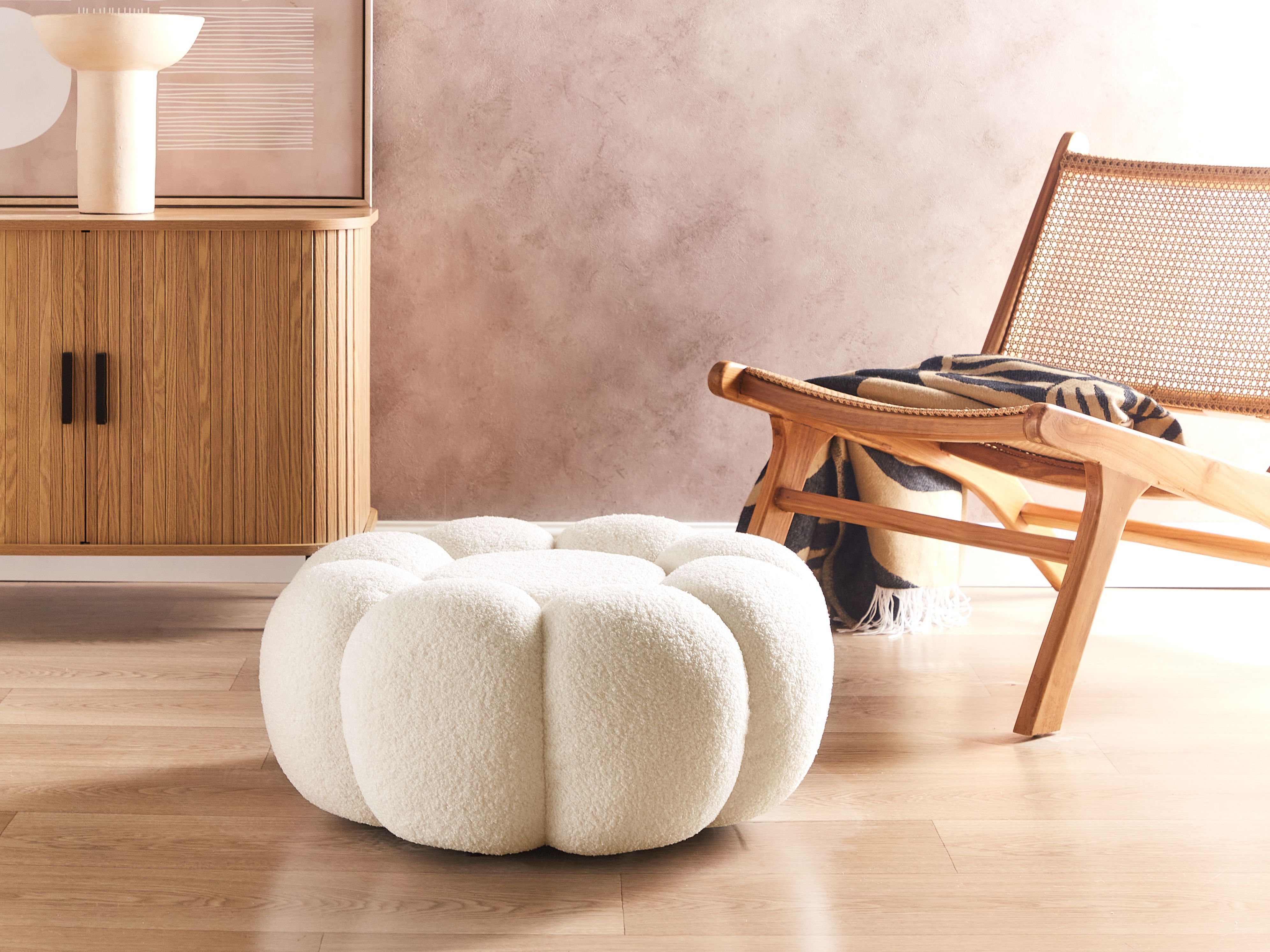 Pouffe BEAUFORT Boucle Off-White