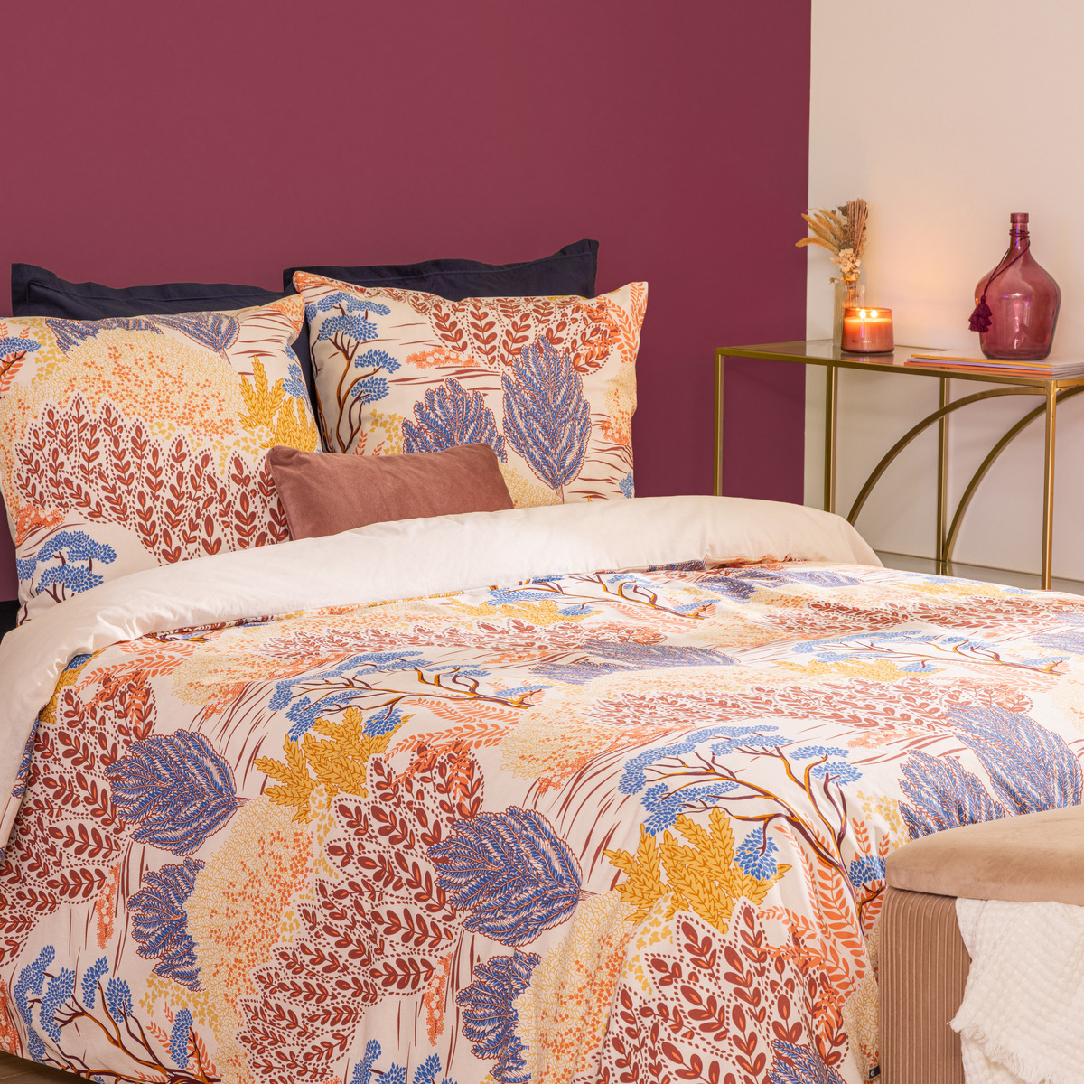 Printed bed linen set "Walaa" Beige, 240x220 cm