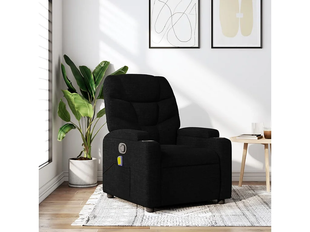 Fauteuil inclinable-Chaise de relax-Fauteuil de Massage noir tissu SHL2271
