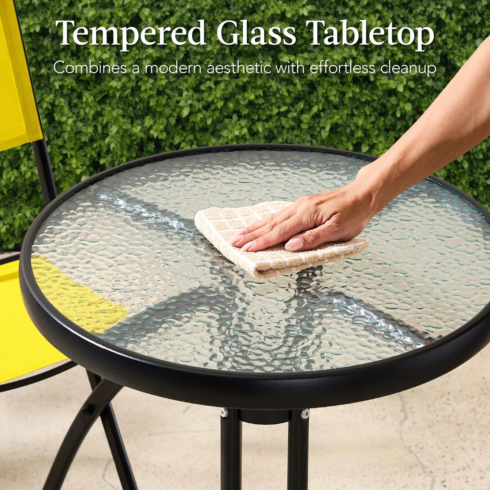 Best Choice Products 3-Piece Patio Bistro Dining Set With Glass Tabletop And Folding Chairs - Gray - Image 55 Best Choice Products 3-Piece Patio Bistro Dining Set With Glass Tabletop And Folding Chairs - Gray - Image 55