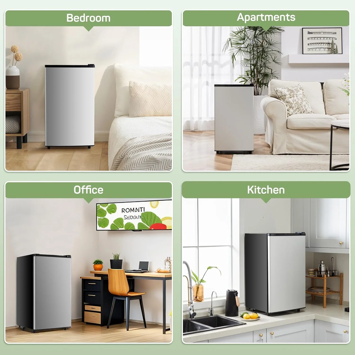Mini Fridge for Bedroom 3.2 Cu.Ft Small Refrigerator with Freezer for Dorm Office, Compact Single Door Adjustable Thermostat Low Noise,Black - Image 10