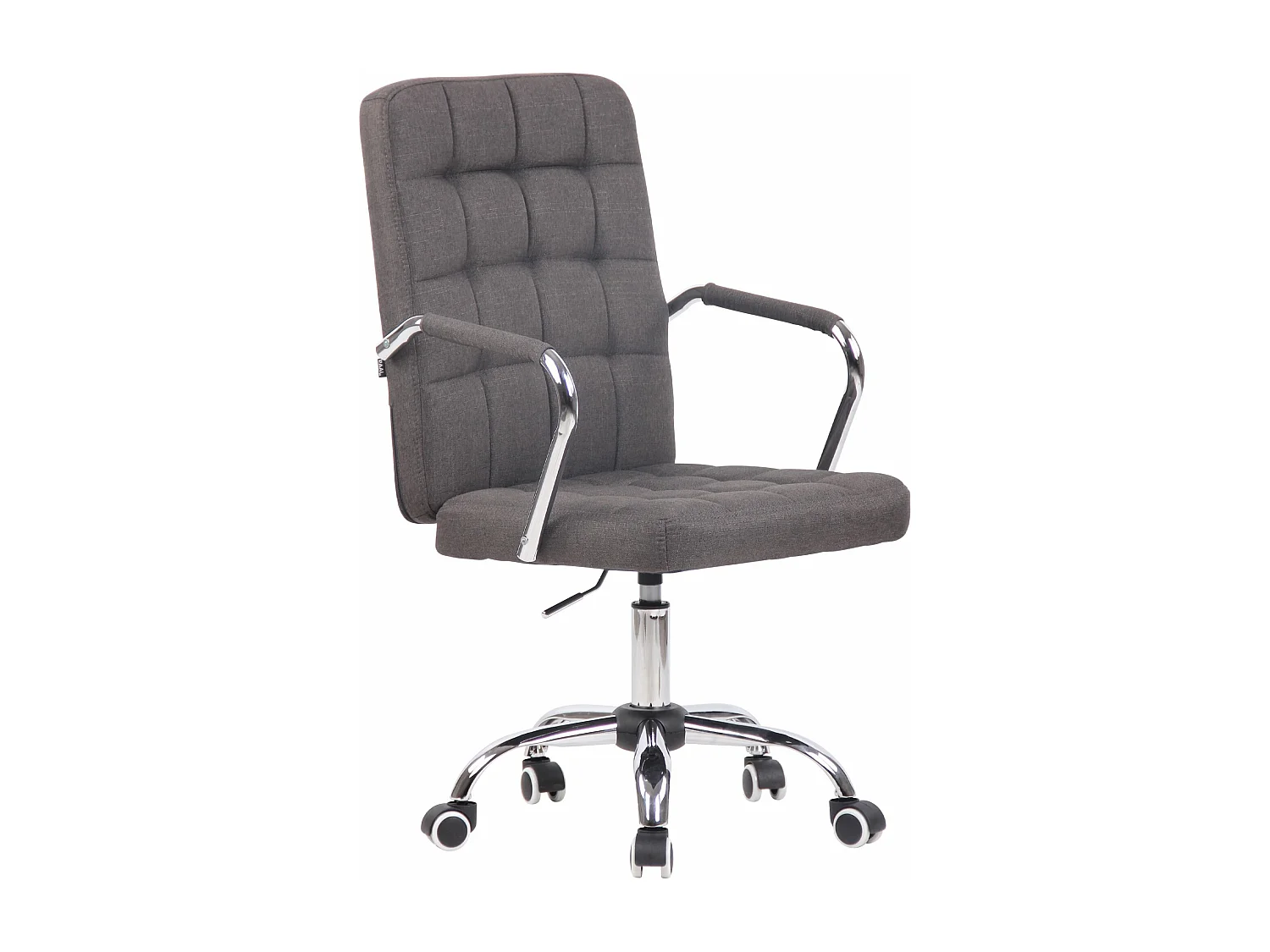 Chaise de bureau - Tissu & Métal chromé - Gris foncé - Terni