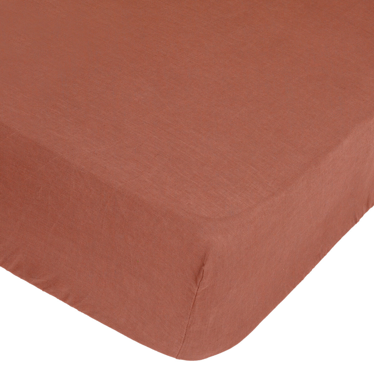 Fitted sheet "Linah", washed linen Terracotta pink, 140x190 cm