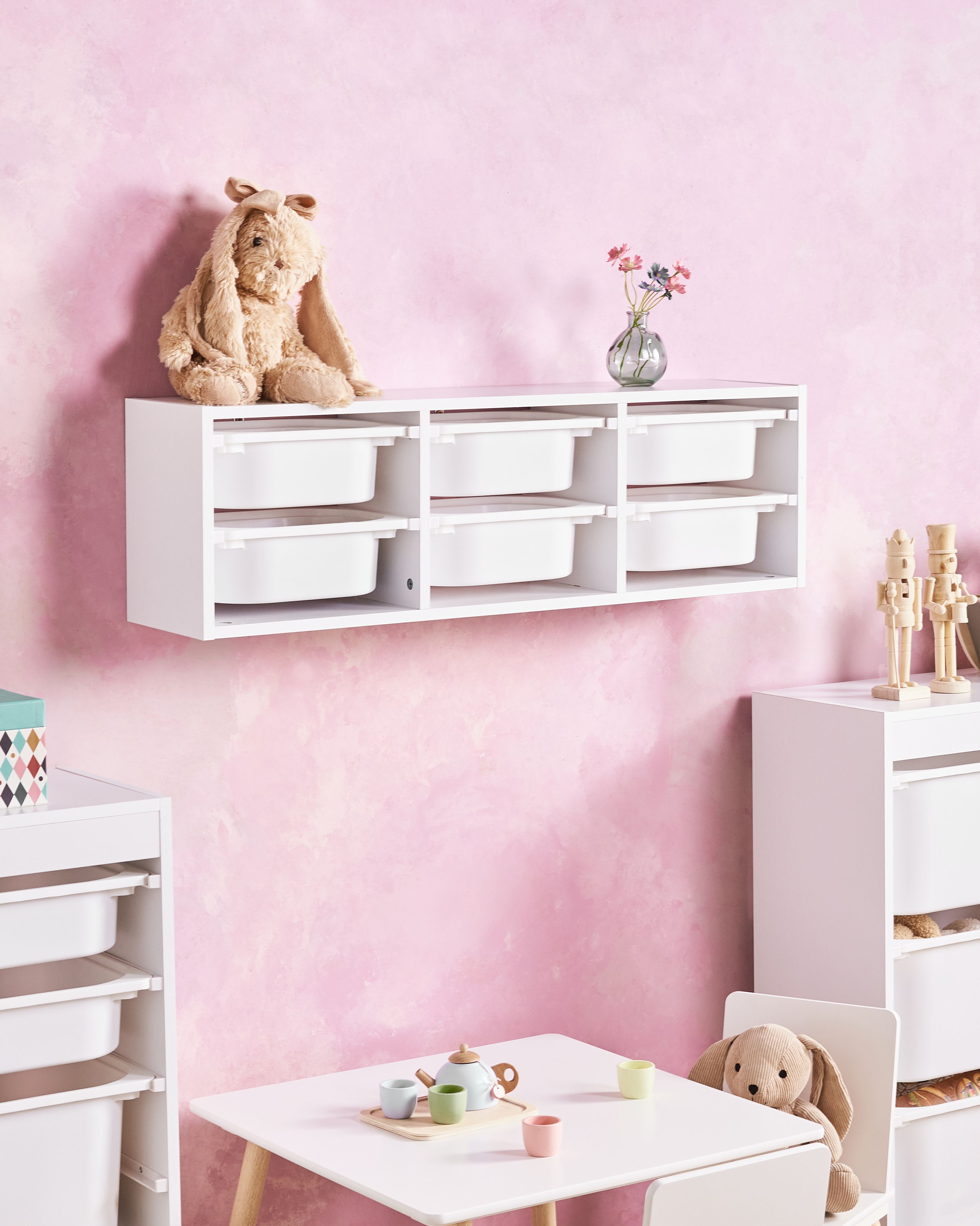 Wall Shelf with Storage Boxes TOBIN White