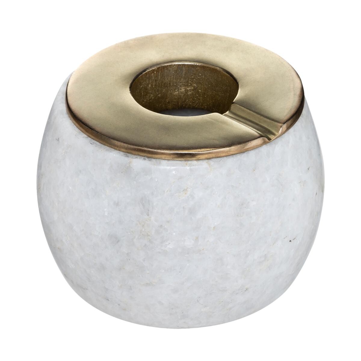 Ashtray, marble and metal White, D.12 cm