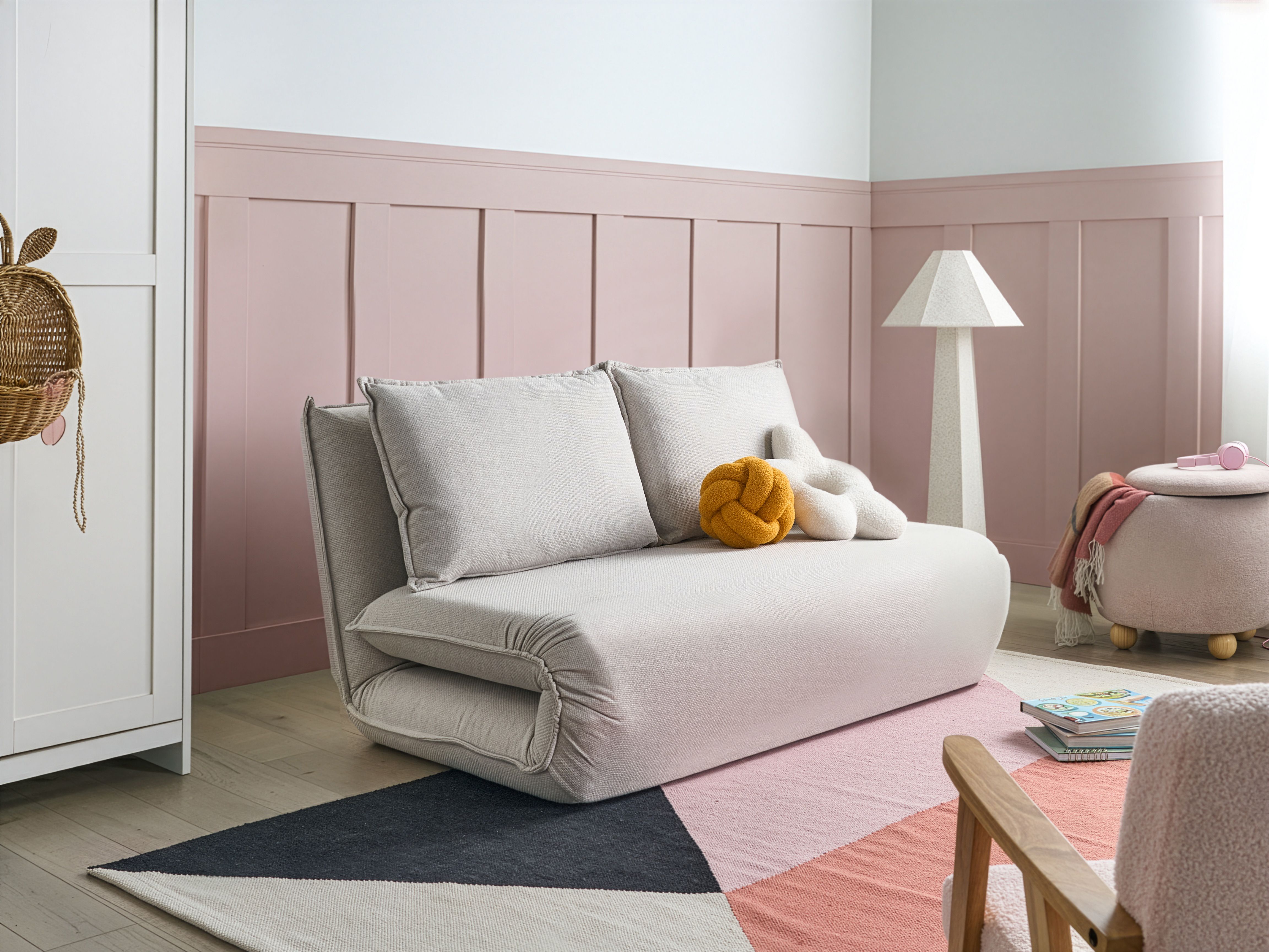 Sofa Bed 2 Seater ROROS Faux Linen Off-White