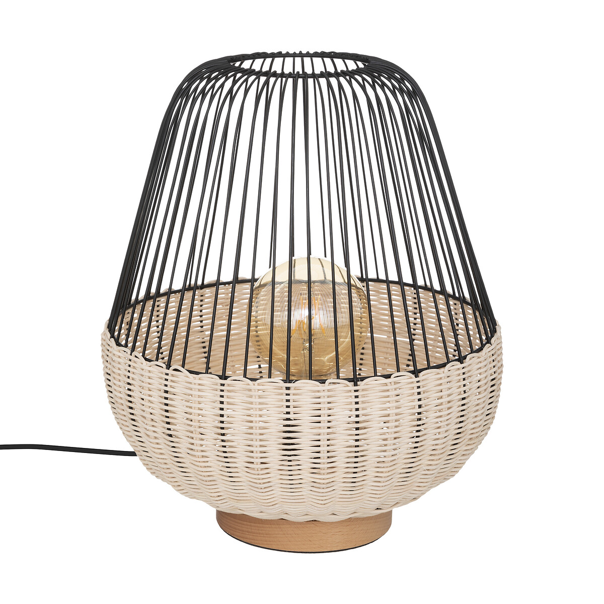 Lamp "Anea" Beech, Black, H.35,5 cm