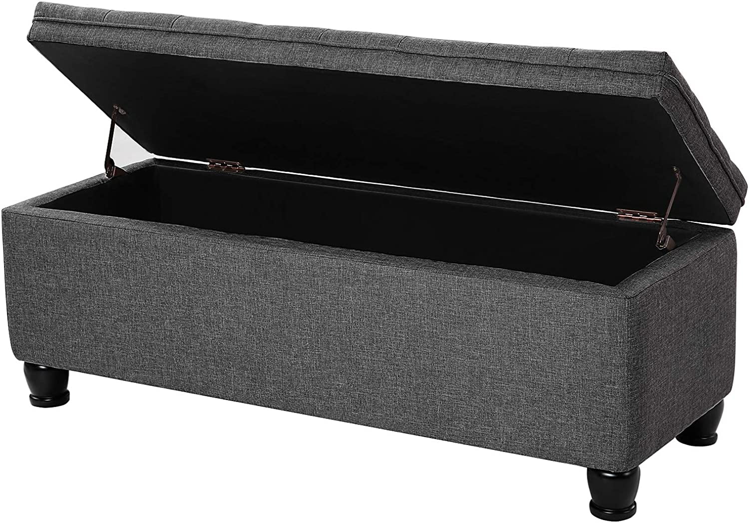 SONGMICS 46.5" Storage Ottoman Bench Storage Bench Bedroom Bench 330lb Load Capacity Solid Wood Legs Light Gray - Image 46