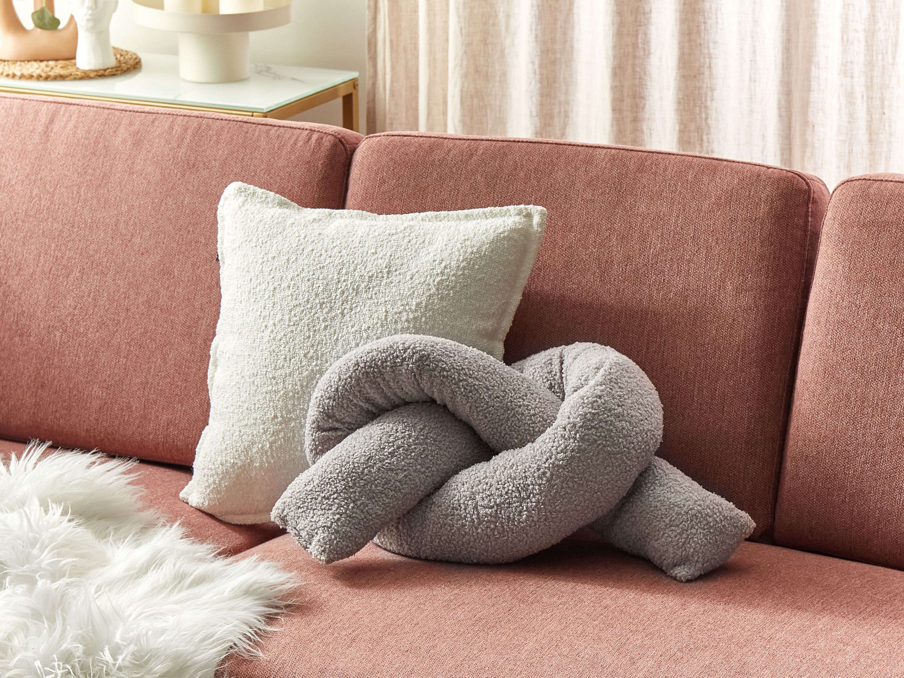 Throw Cushion GLADIOLUS Boucle 172 x 14 cm Grey Solid