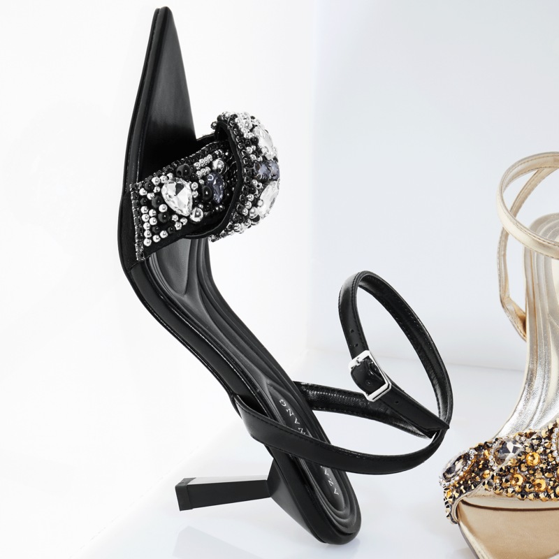 Azalea Wang Mael Pointed-Toe Sandal with Beads and Rhinestones - MIDNIGHT VELVET CATALOG