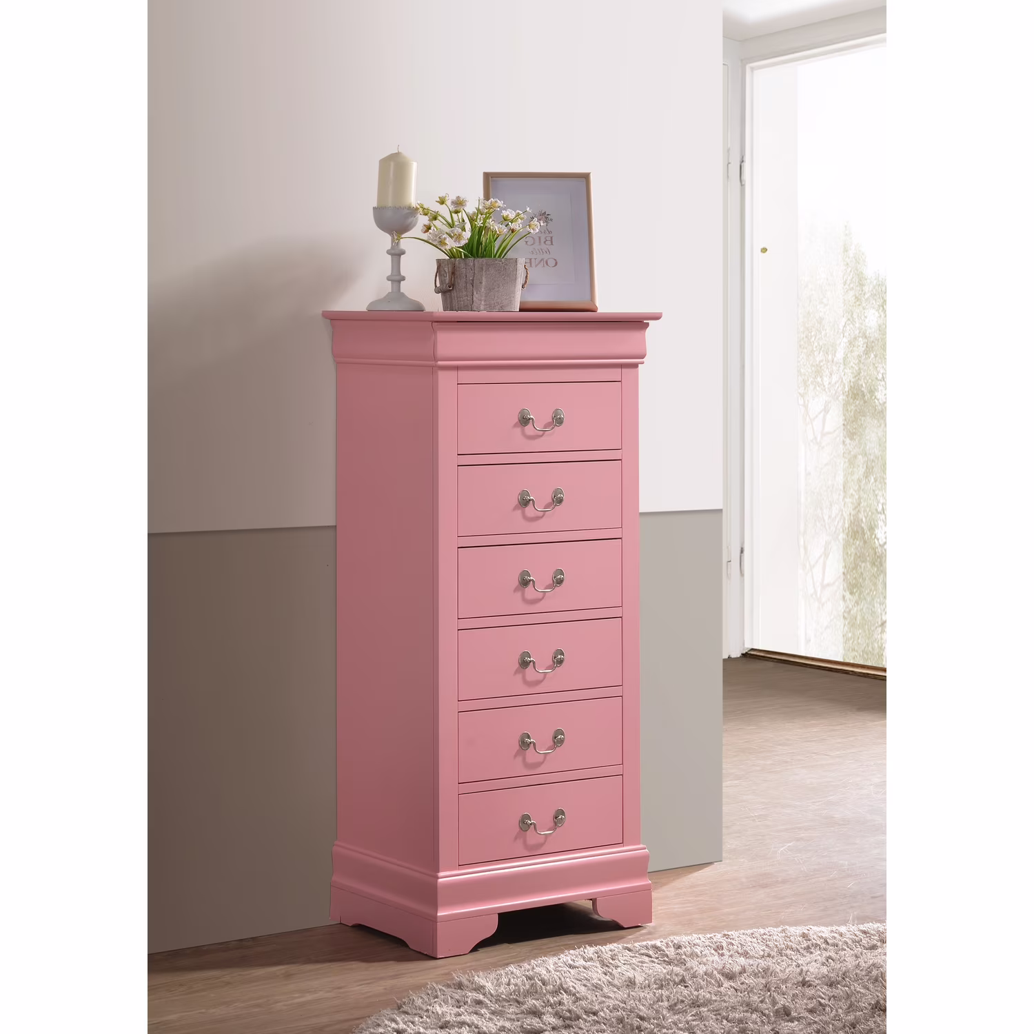 Glory Furniture Louis Phillipe 7 Drawer Lingerie Chest in Cherry - Image 18