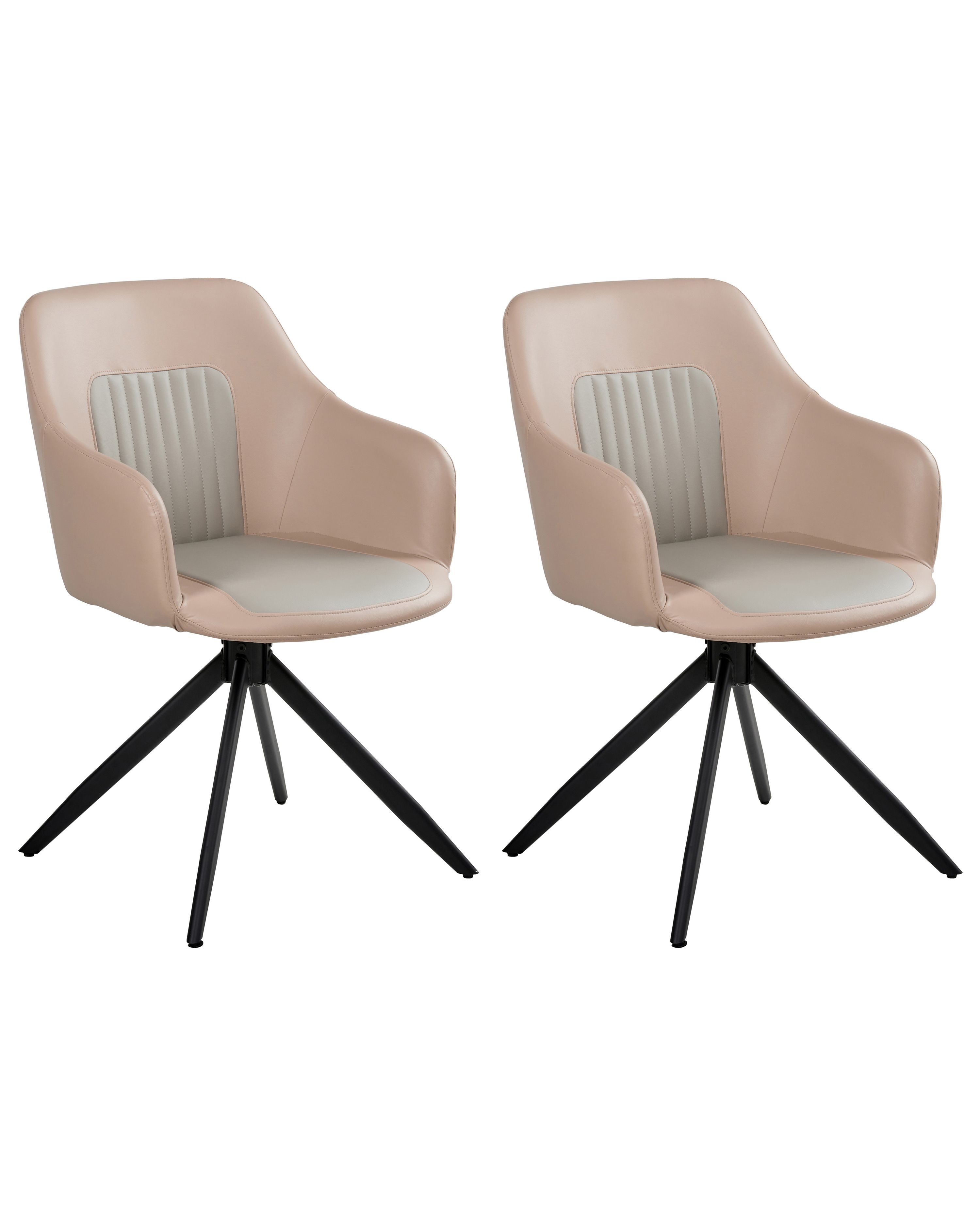 Set of 2 Dining Chairs Swivel LIKELY Faux Leather Sand Beige