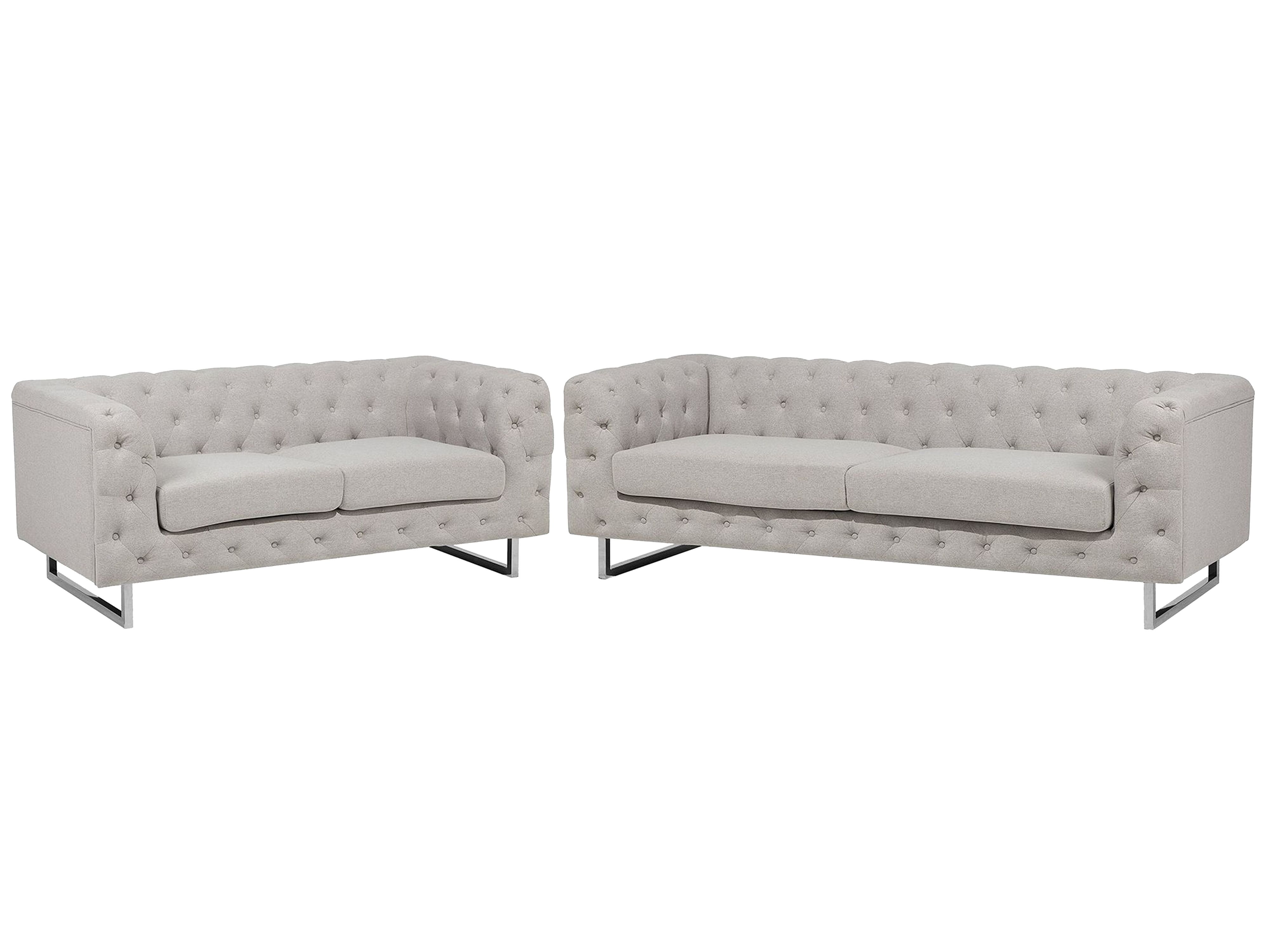 Living Room Set 5 Seater VISSLAND Fabric Light Beige
