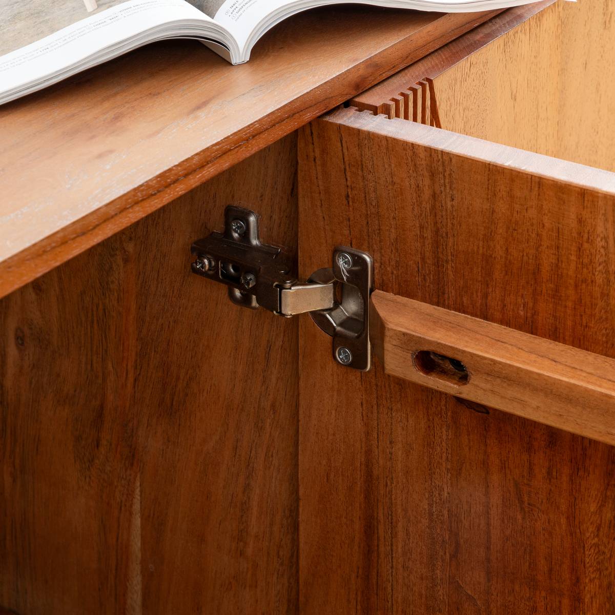 3-door buffet "Nanda" Acacia, Brown, 150x90.5 cm