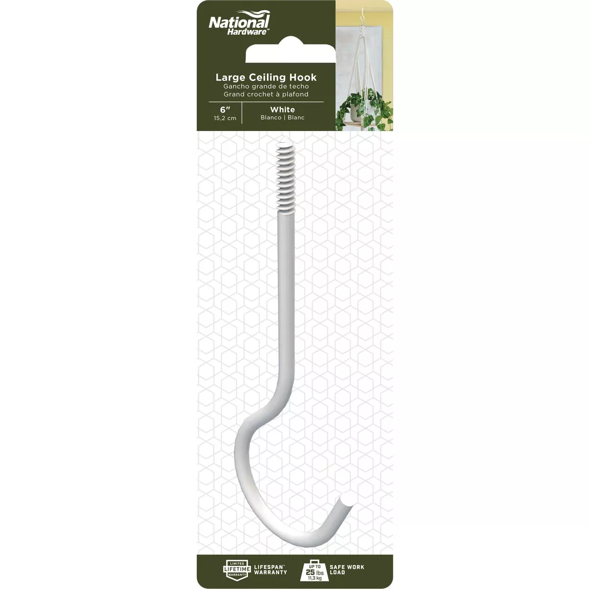 National Hardware 6 In. White Ceiling Hook