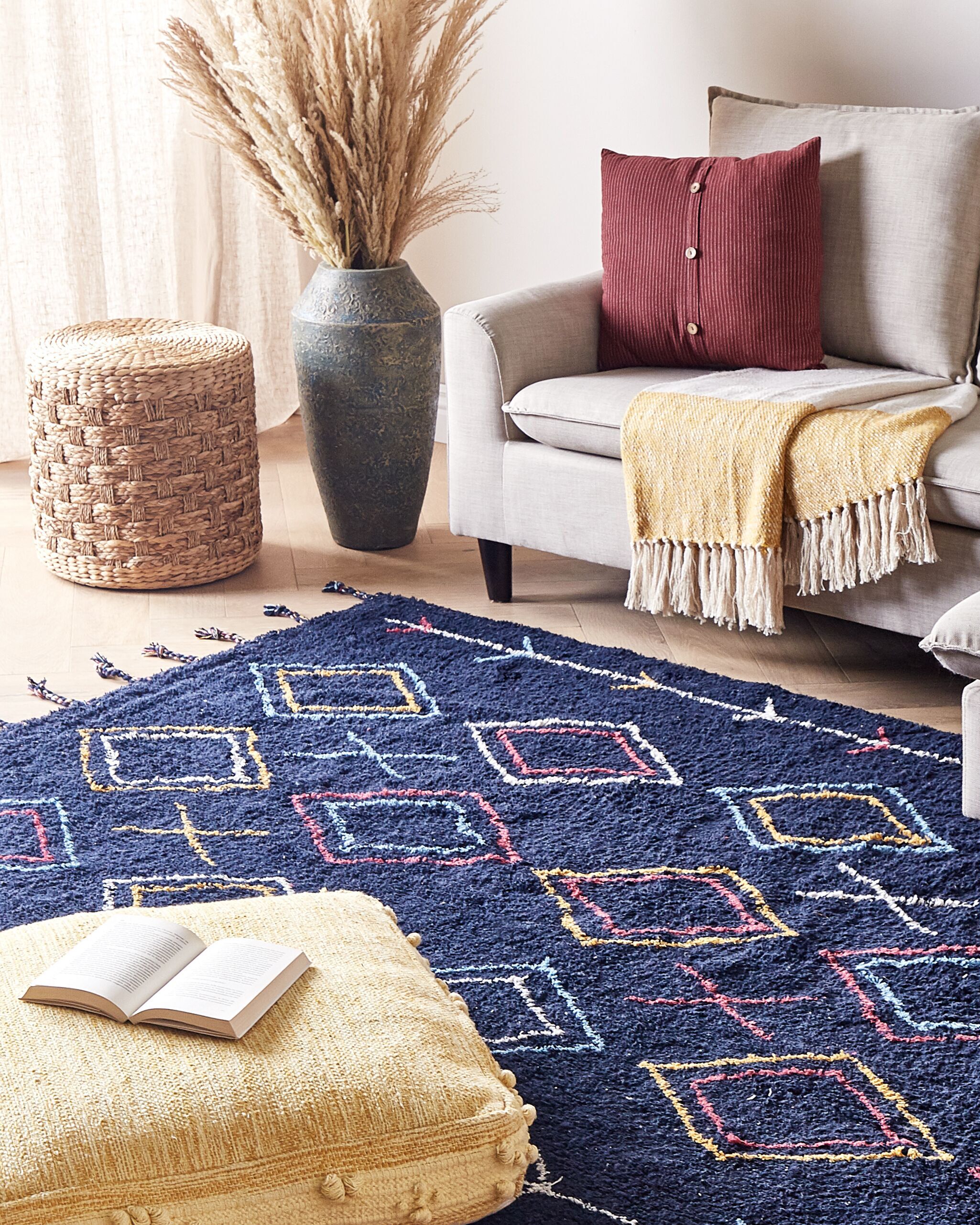 Rug CORUM Black 160 x 230 cm Cotton