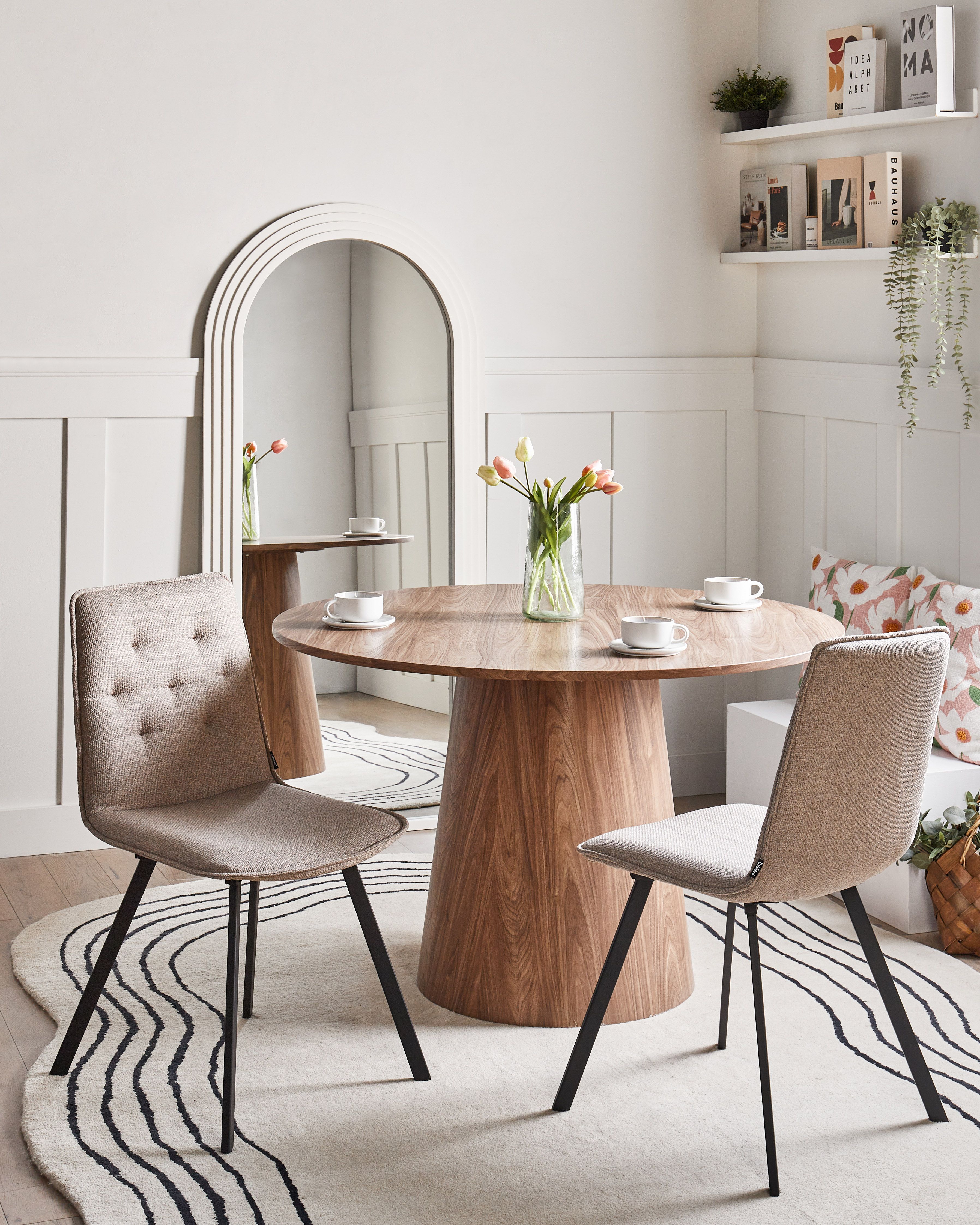 Set of 2 Dining Chairs CARVER Fabric Light Brown