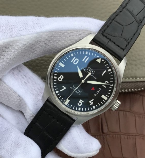 Replica IWC XF Mark XVII Black Dial Black Leather Strap A2892 - Elite Watch Atelier