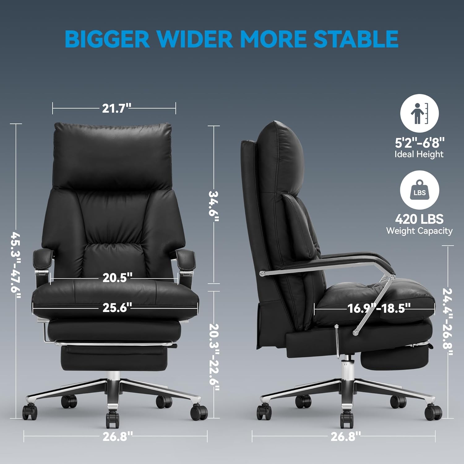 M76 160° Reclining Office Chair with Footrest, 10