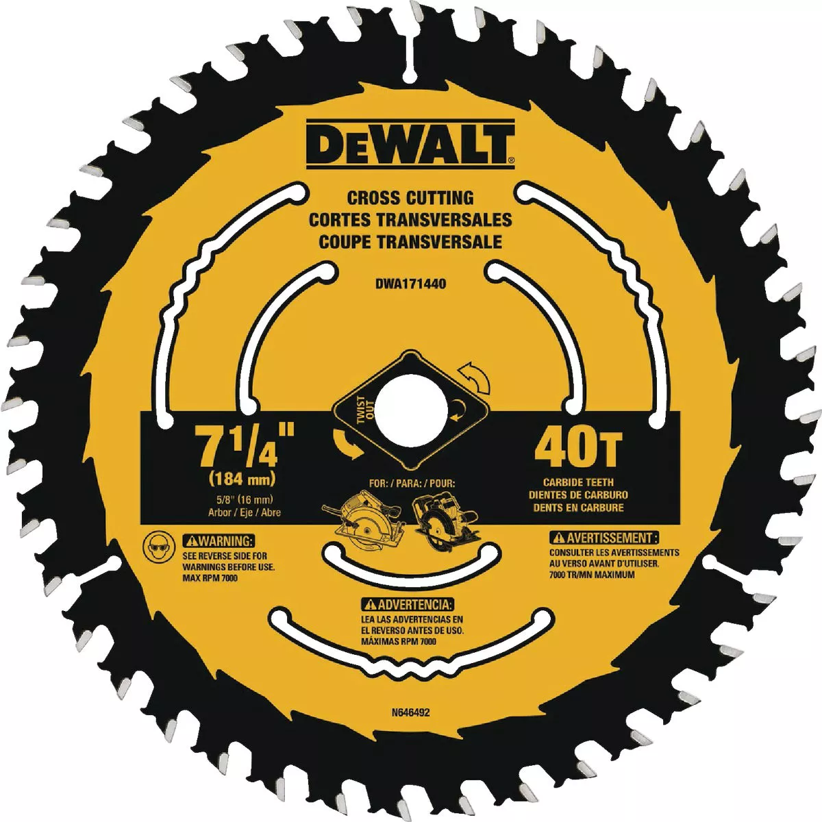 DEWALT 7-1/4 In. 40-Tooth Circular Saw Blade
