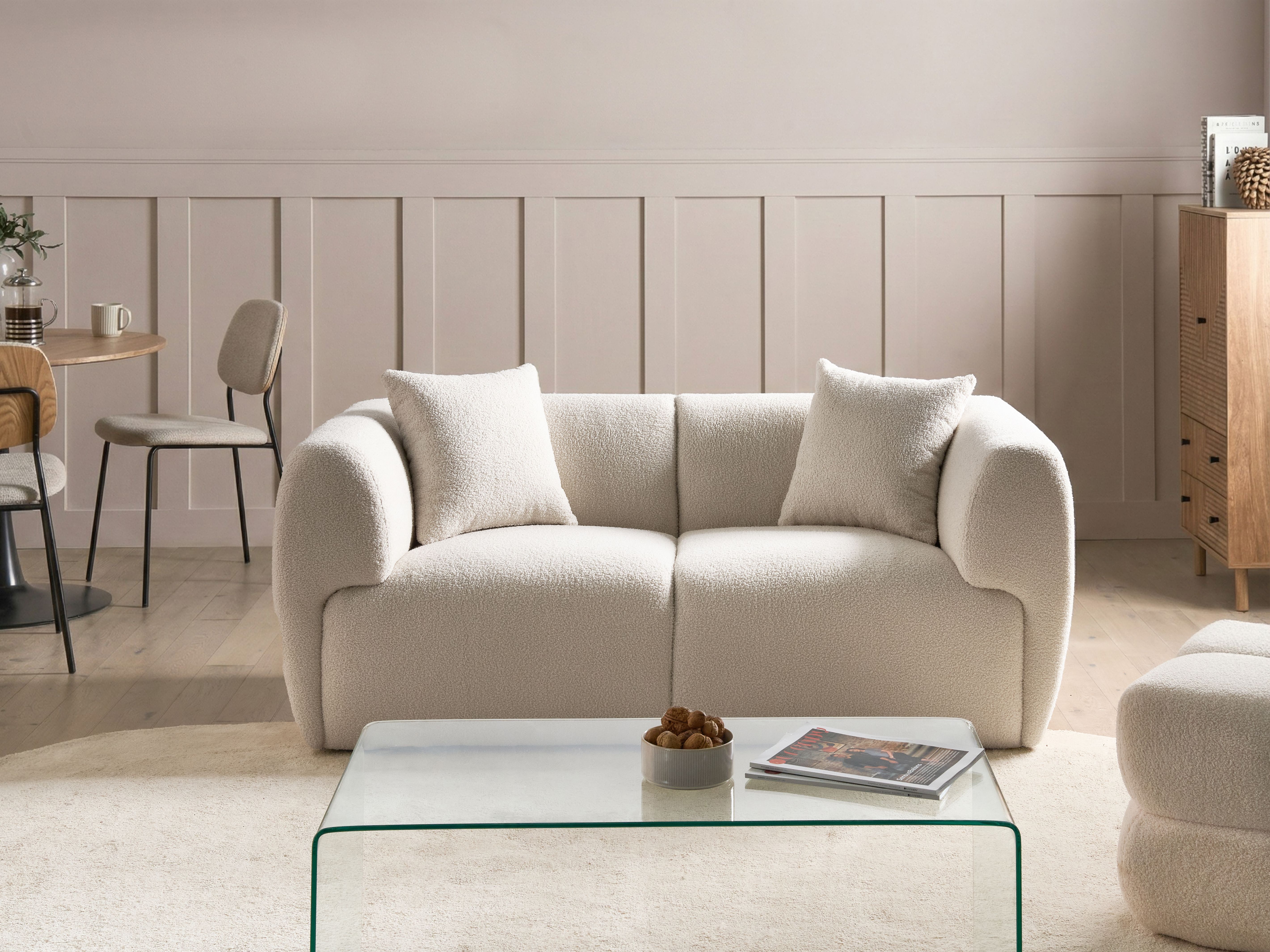 Sofa 2 Seater VALBY Boucle Off-White