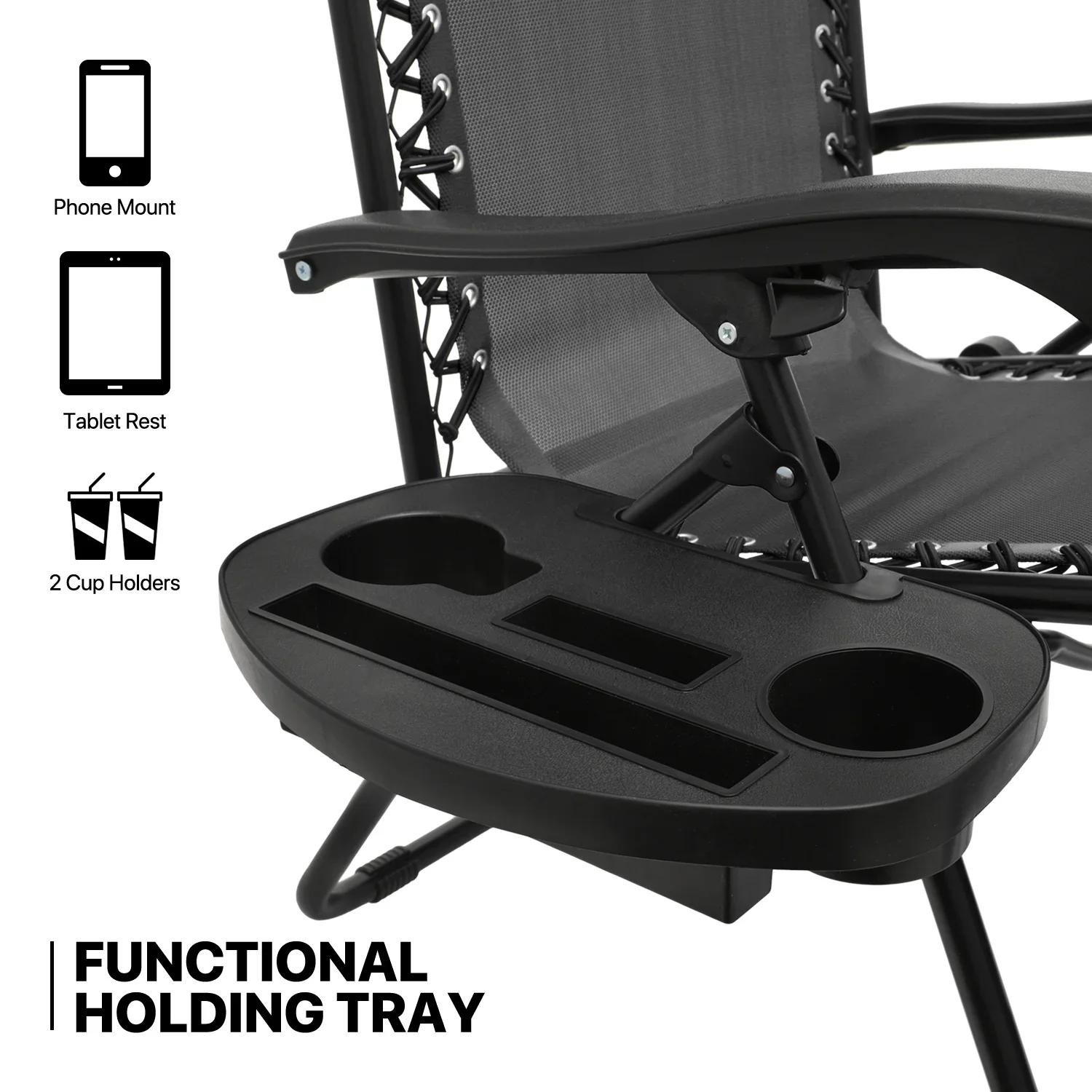 MoNiBloom Zero Gravity Reclining Chairs Set Of 2 With Canopy Shade And Headrest, Black - 330 lbs - Image 16 MoNiBloom Zero Gravity Reclining Chairs Set Of 2 With Canopy Shade And Headrest, Black - 330 lbs - Image 16