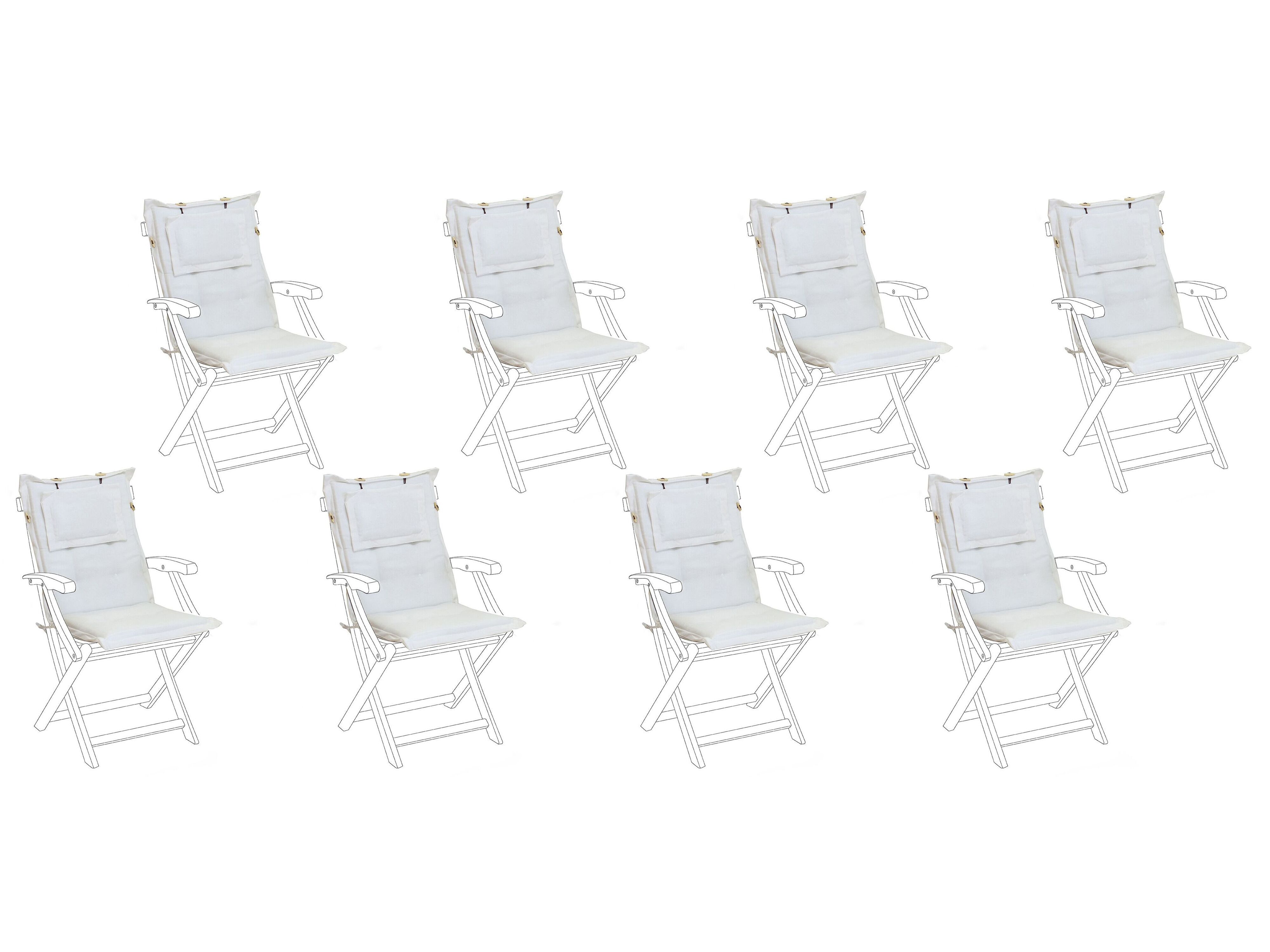 Set of 8 Back/Seat Cushions MAUI 40 x 54 cm Off-White