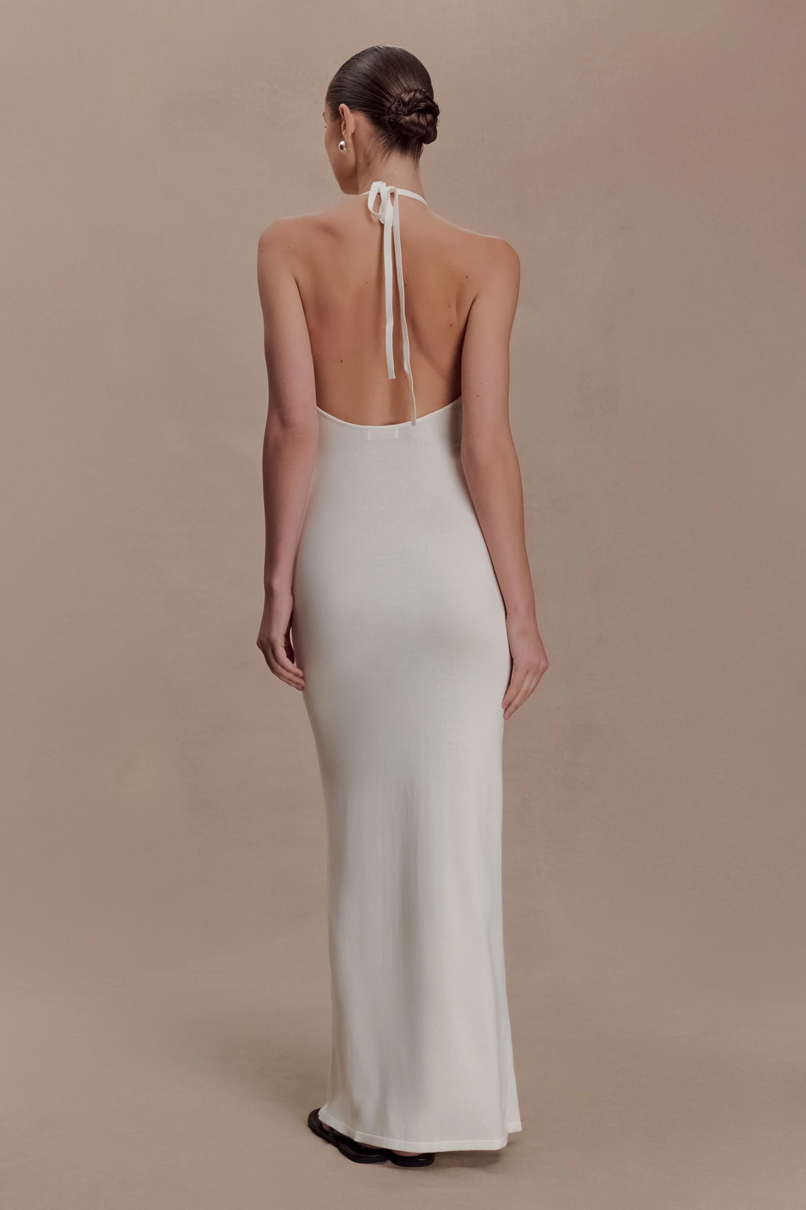 Brock Knit Halter Maxi Dress - White