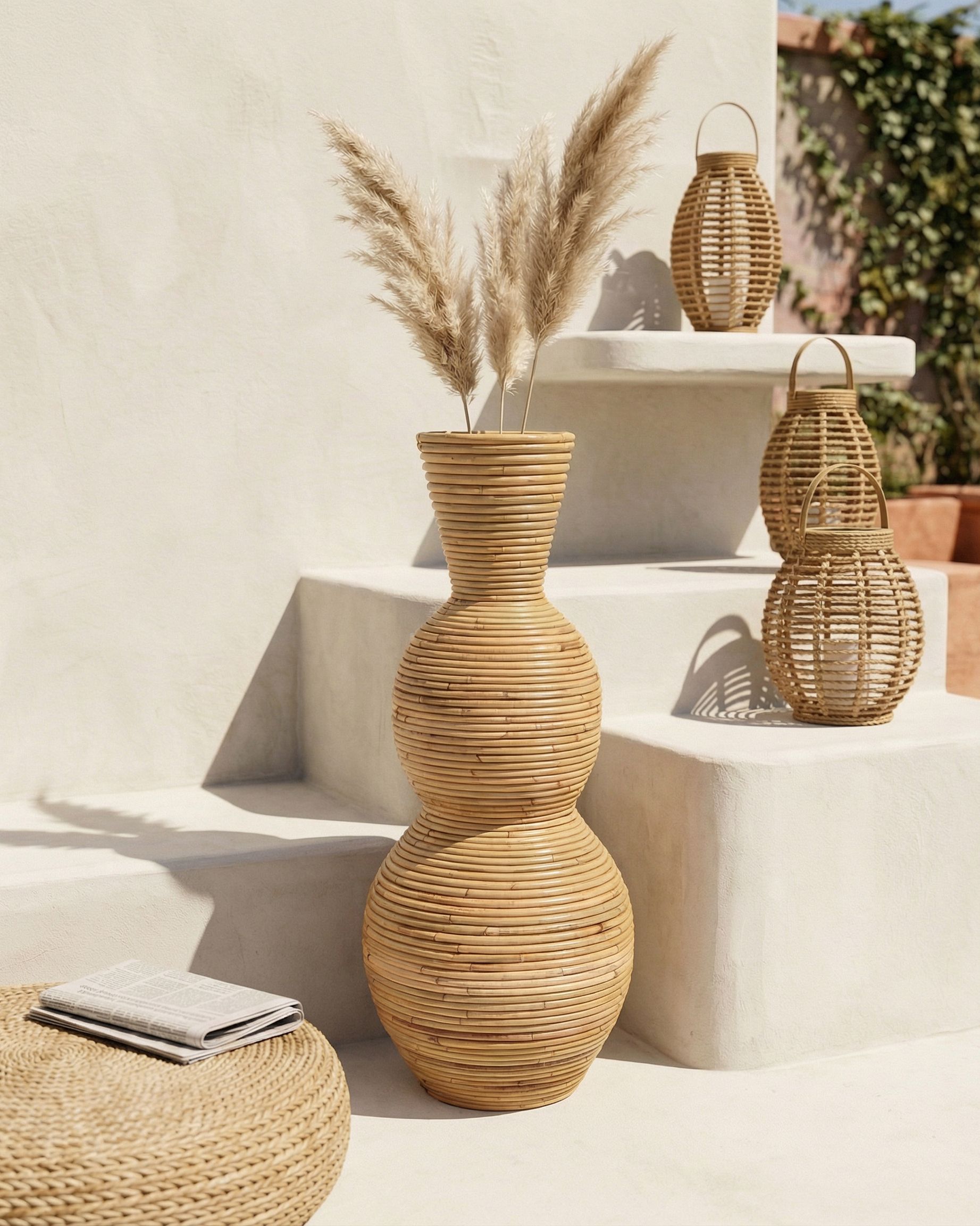 Decorative Vase SYMI Rattan 70 cm Natural