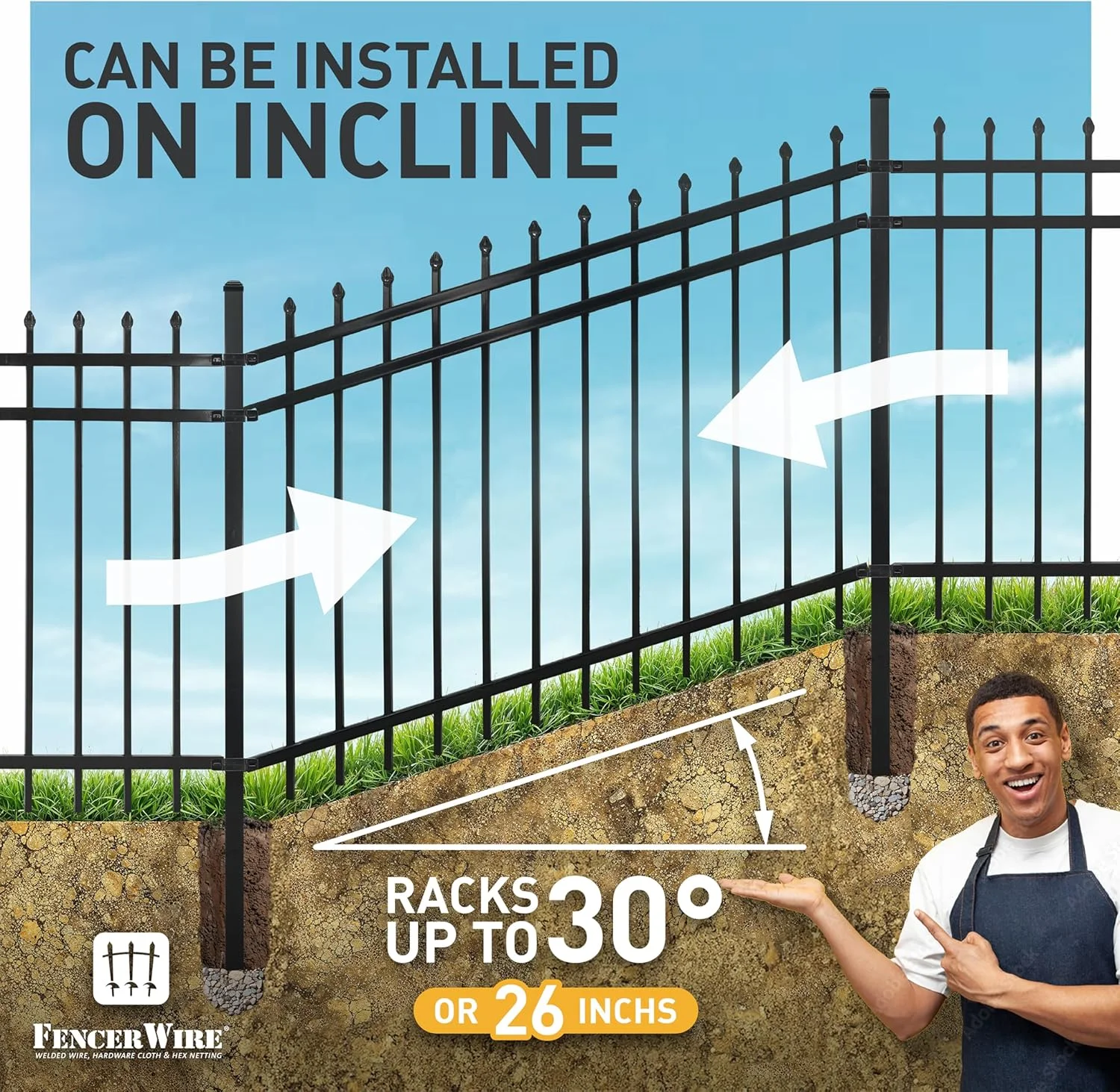 Fencer Wire Heavy Duty Pinnacle Fence Gate, 6FT Height x 4FT Width Outdoor Fence Gate, Outdoor Anti-Rust Metal Steel Gate for Fencing Barrier, Decorative Garden Gate for Residential, Yard, Pool,Patio - Image 14