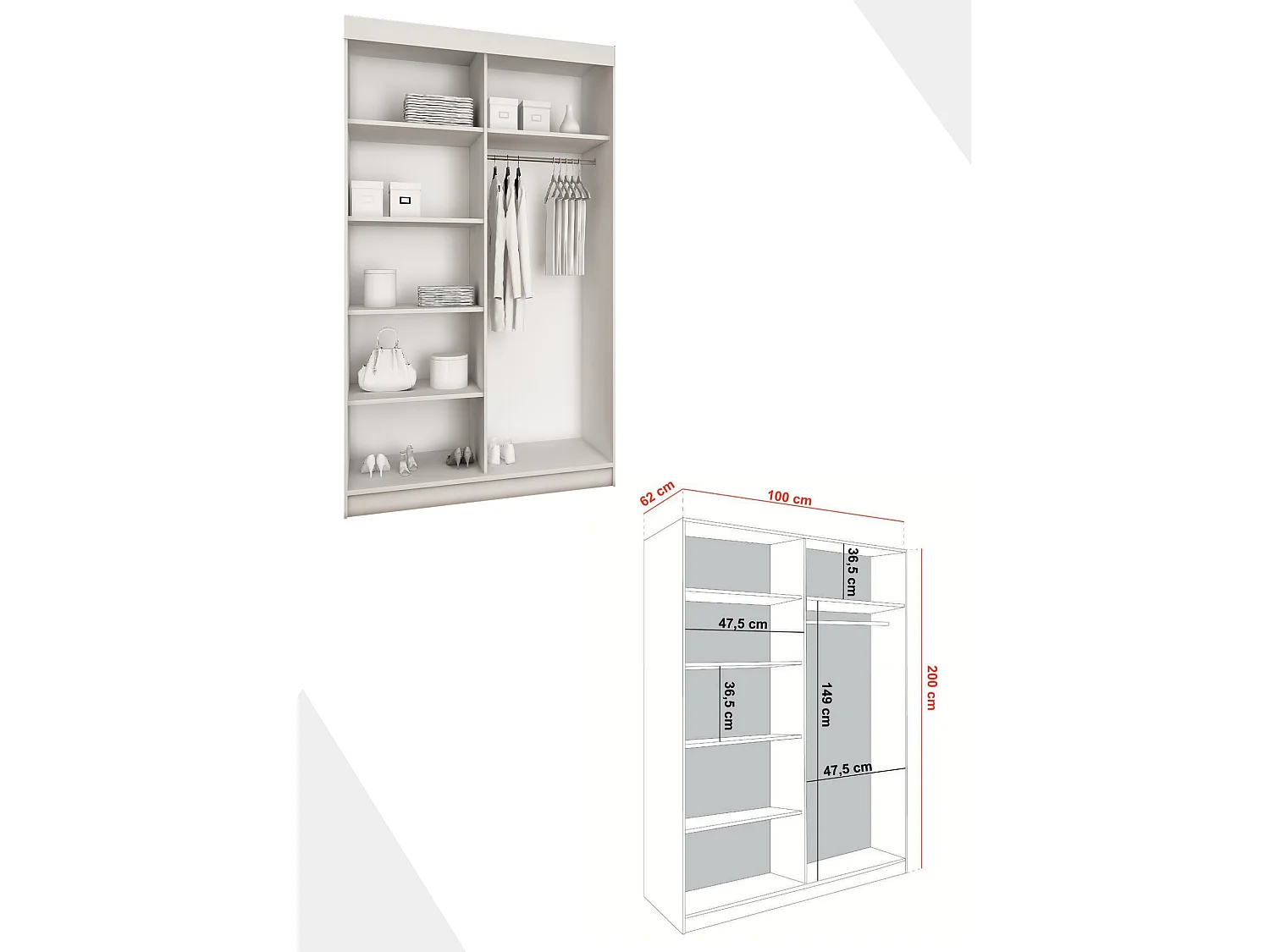 Armoire coulissante avec miroir BARI 1 100 chêne sonoma