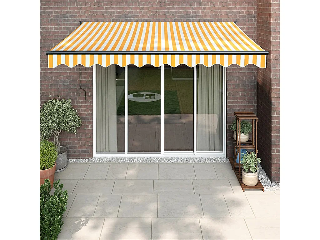 Auvent rétractable automatique jaune et blanc 3,5x2,5 m WVGQ7178
