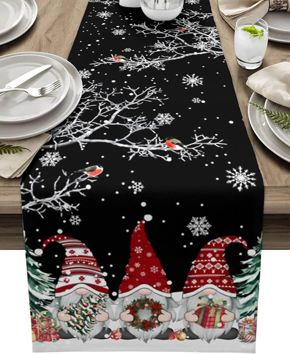 WinterKabouter | Luxe Kerst Tafelloper met Sneeuwvlok Design