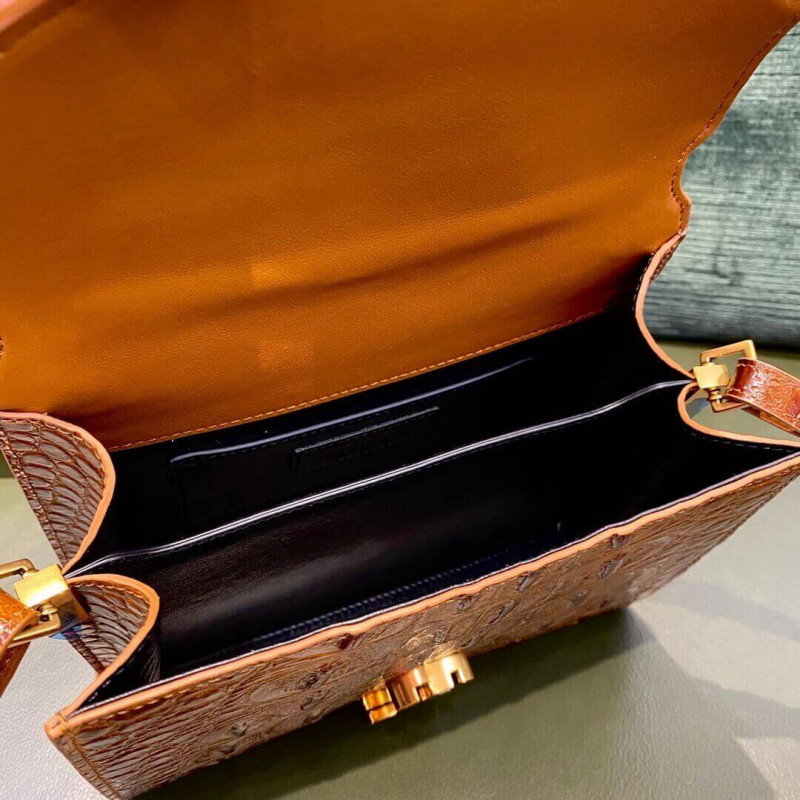 Replica Ysl Saint Laurent Cassandra Mini Top Handle Bag In Caiman Embossed Leather 602716 Brown1:1High-quality replica