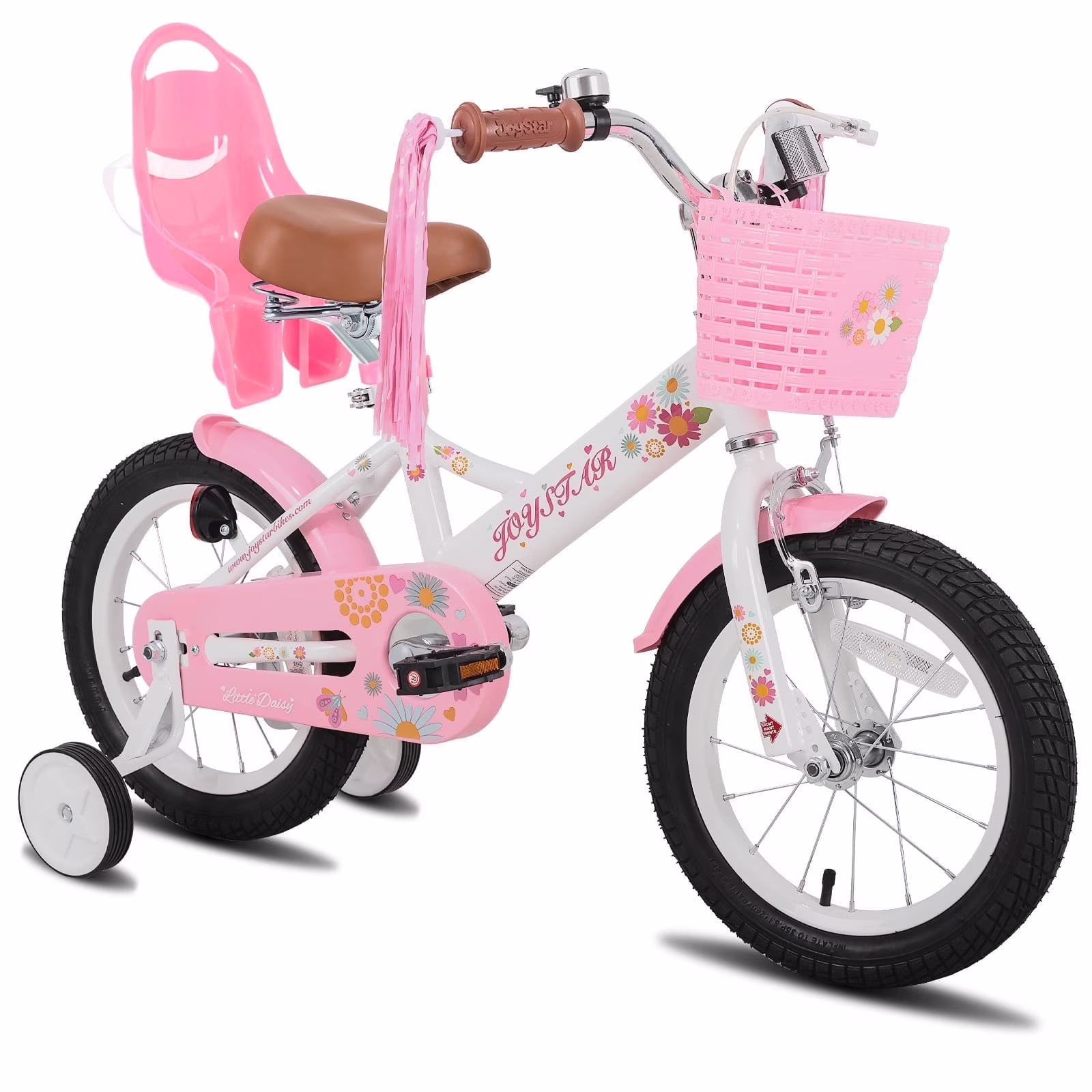 JOYSTAR Little Daisy 14 Inch Kids Bike for 3 4 5 Years Girls with Handbrake Children Princess Bicycle with Training Wheels Basket Streamer Toddler Cycle Bikes Blue - Image 6