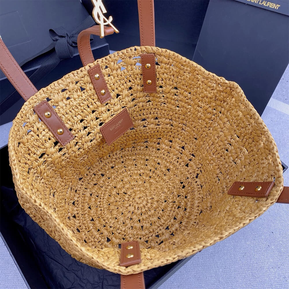 YSL Medium Panier Raffia Bag In Brown1:1High-quality replica