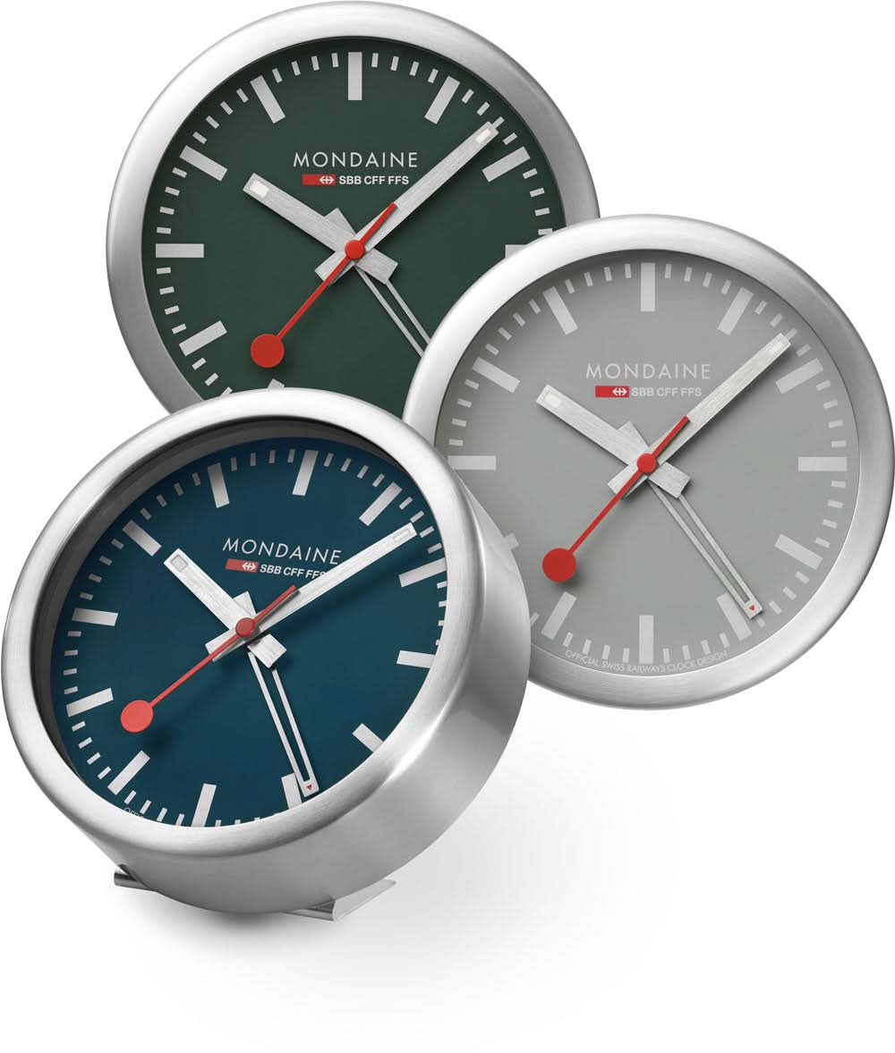 Mondaine SBB A997.MCAL.46SBV Tischuhr • Bahnhofs-Design • Alarm Clock