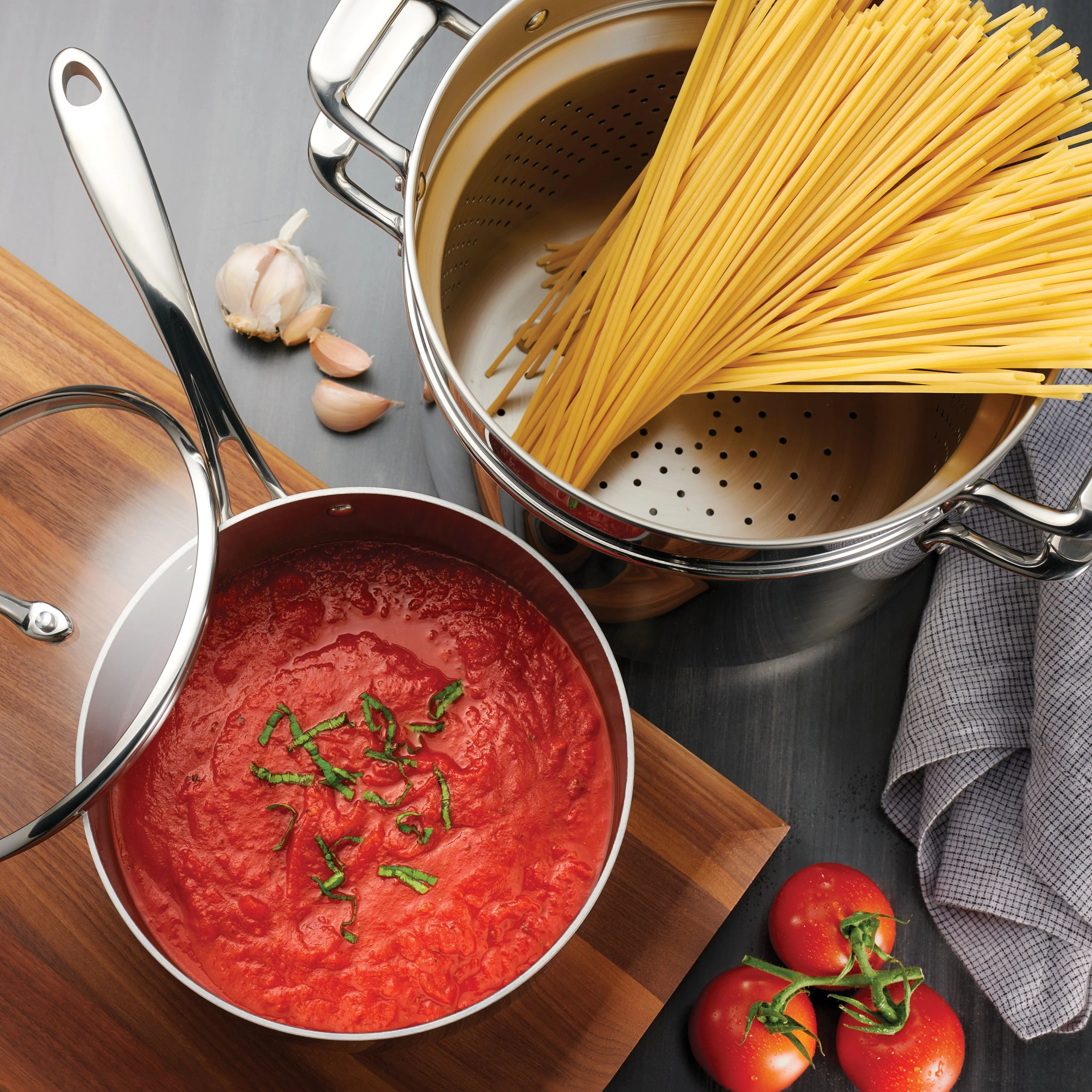 Tramontina 14-Piece Tri-Ply Clad Stainless Steel Cookware Set, with Glass Lids - Image 14