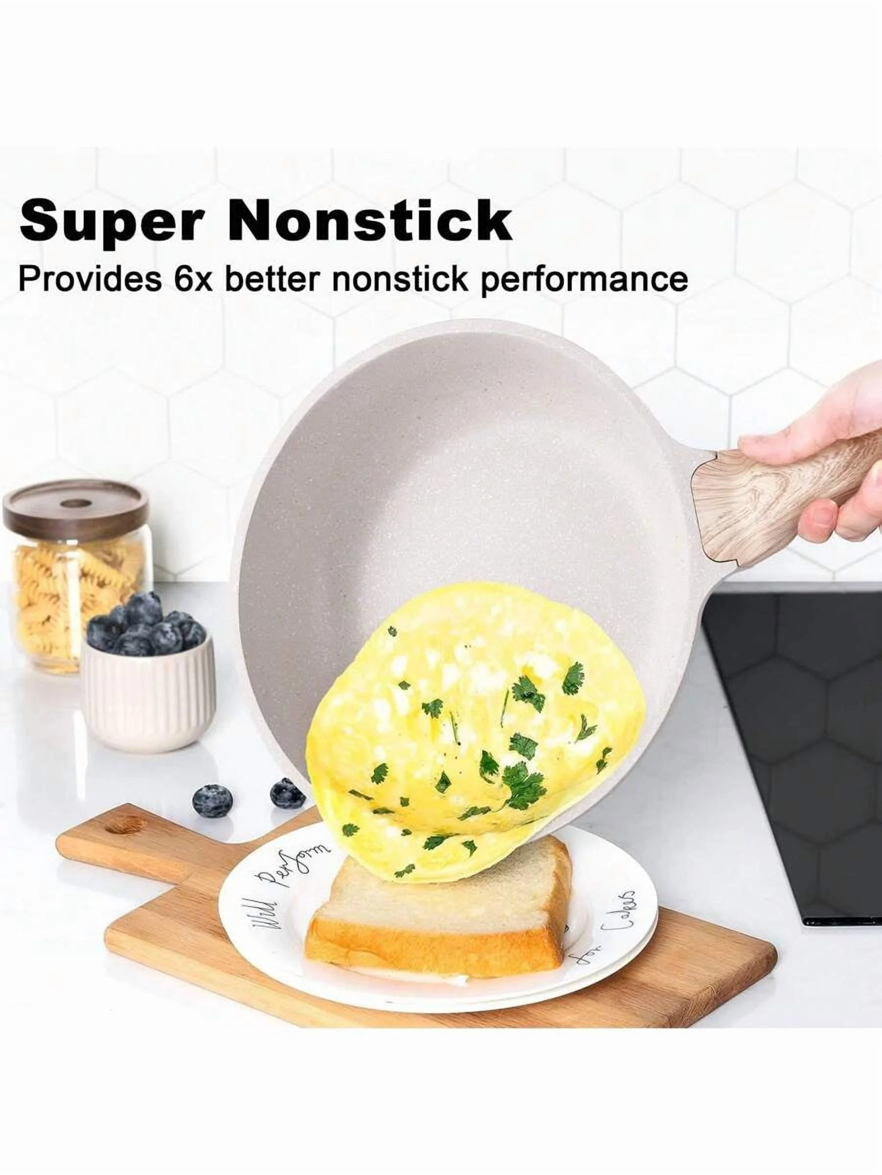 Caannasweis Pots And Pans Set Nonstick Cookware Sets Kitchen Cooking Pot Granite Frying Pans 20 Pieces