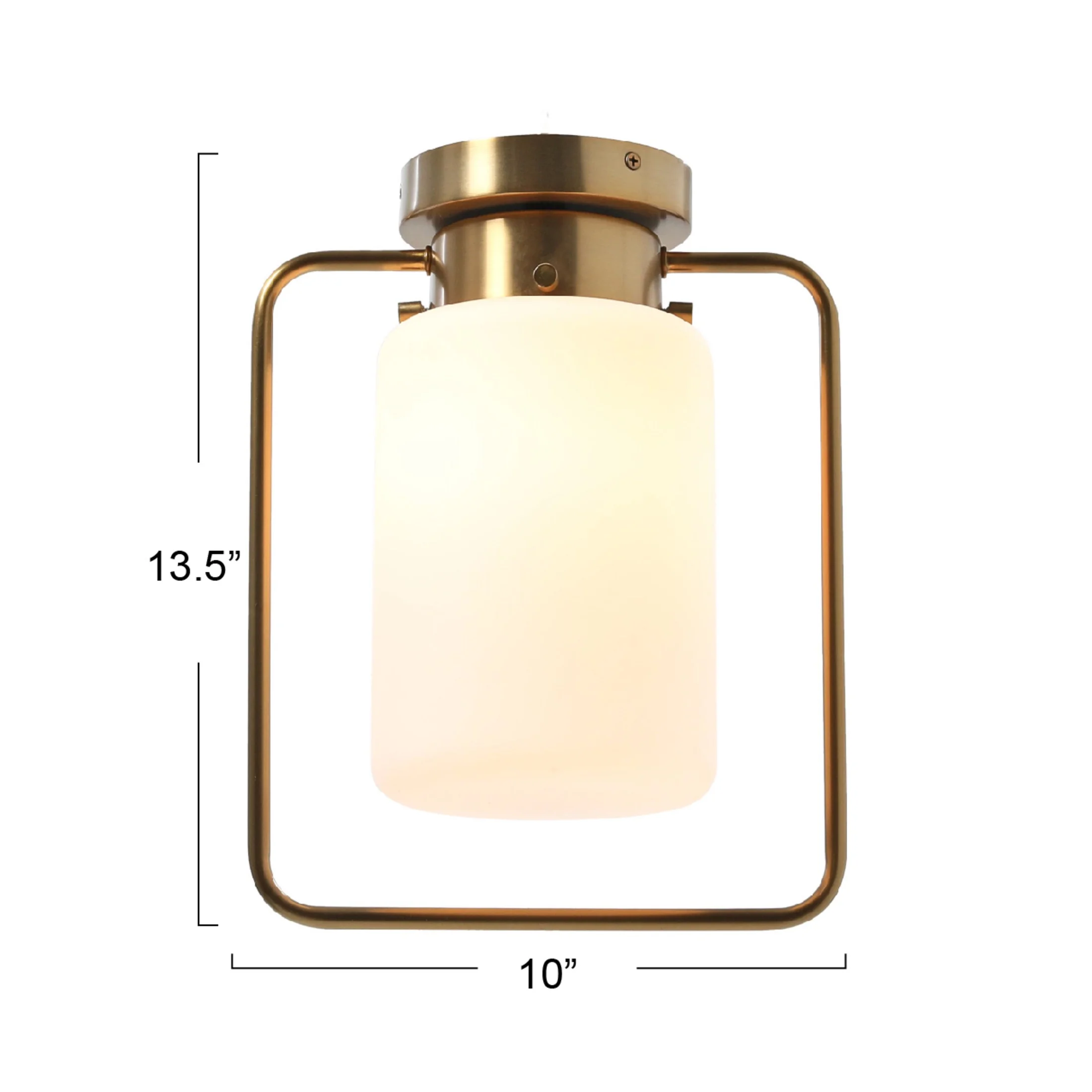 Creative Co-Op Robert Stevenson Lighting Ezra - Metal and Frosted Glass Convertible Flush Mount/Pendant Ceiling Light, Brushed Brass