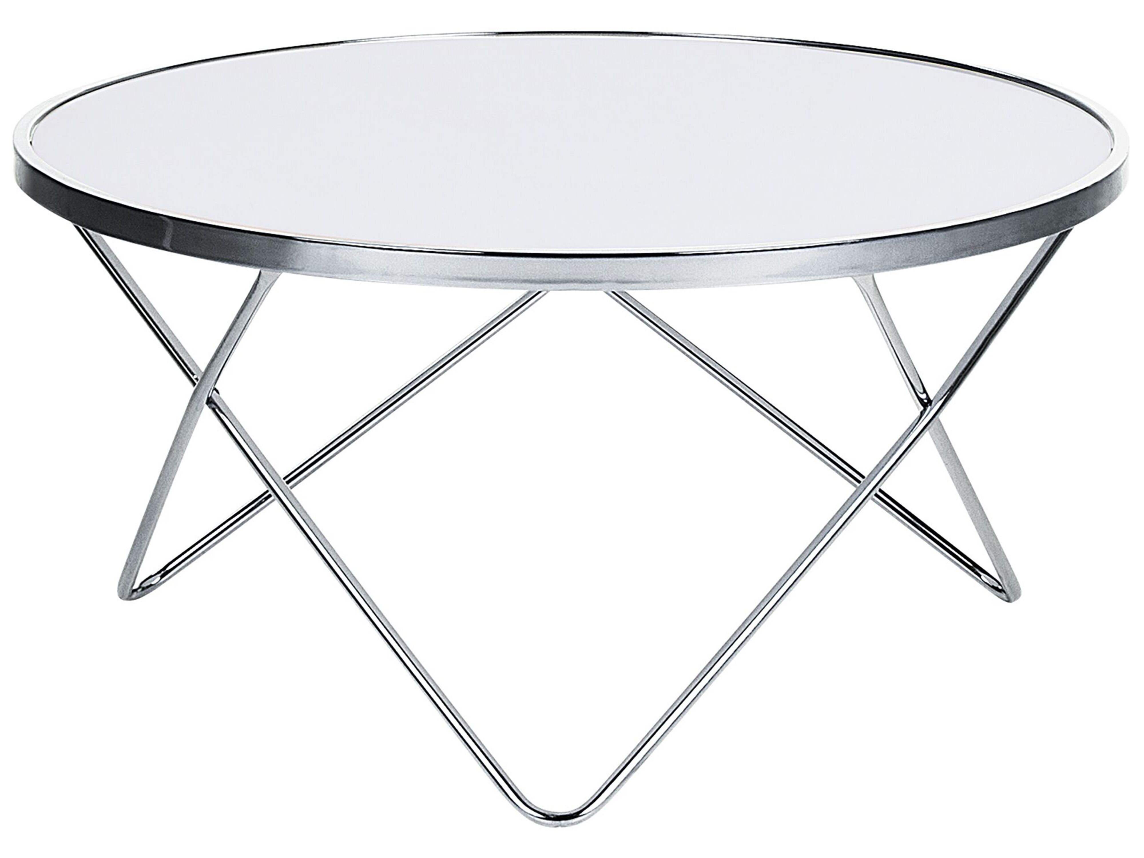 Coffee Table MERIDIAN Tempered Glass White/ Silver